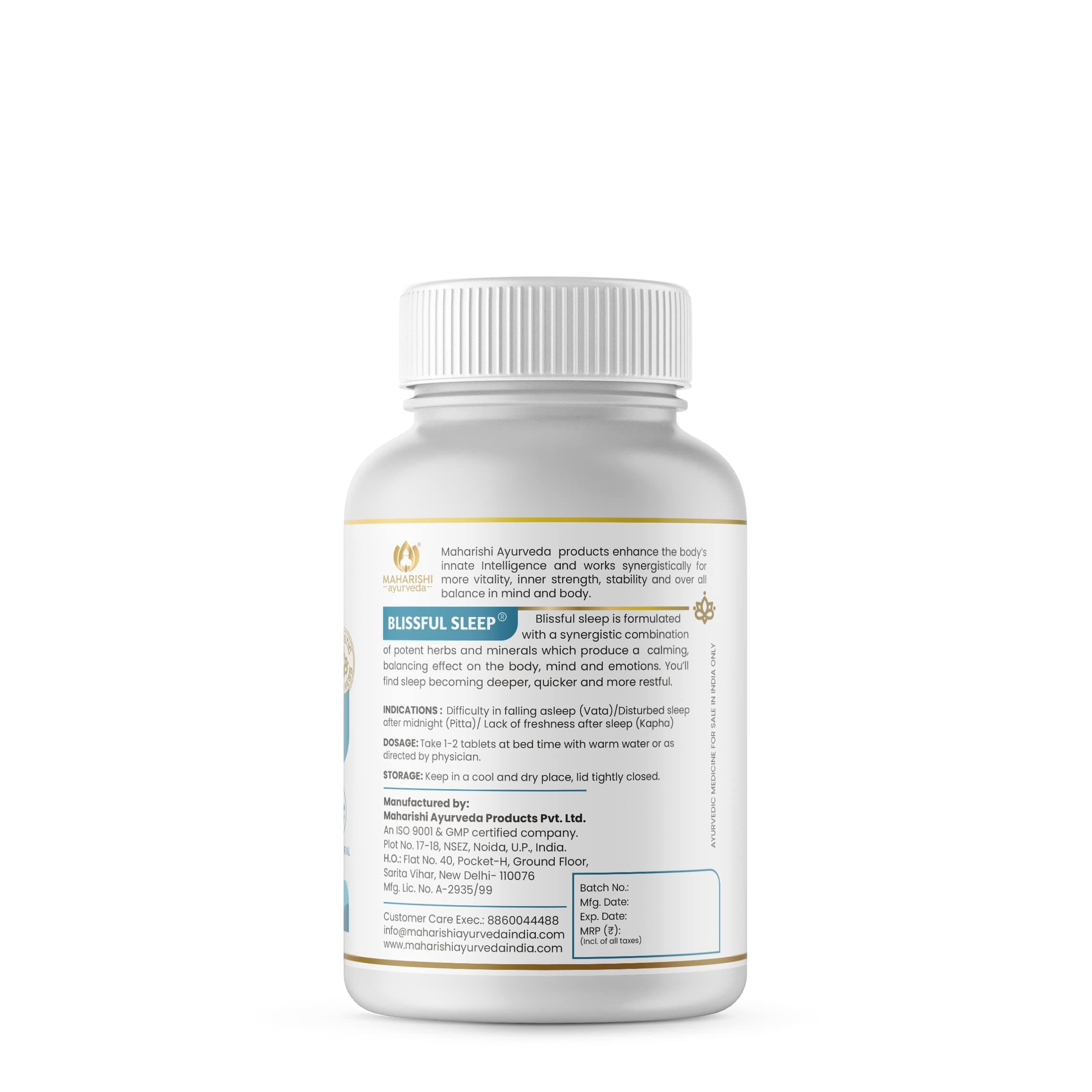 Maharishi Ayurveda Blissful Sleep Tablets For Sleep Management | Clinically Researched And Non-Habit Forming Melatonin - Rasayanam With Ashwagandha | Promotes Deep Sleep (60 Count (Pack Of 2))