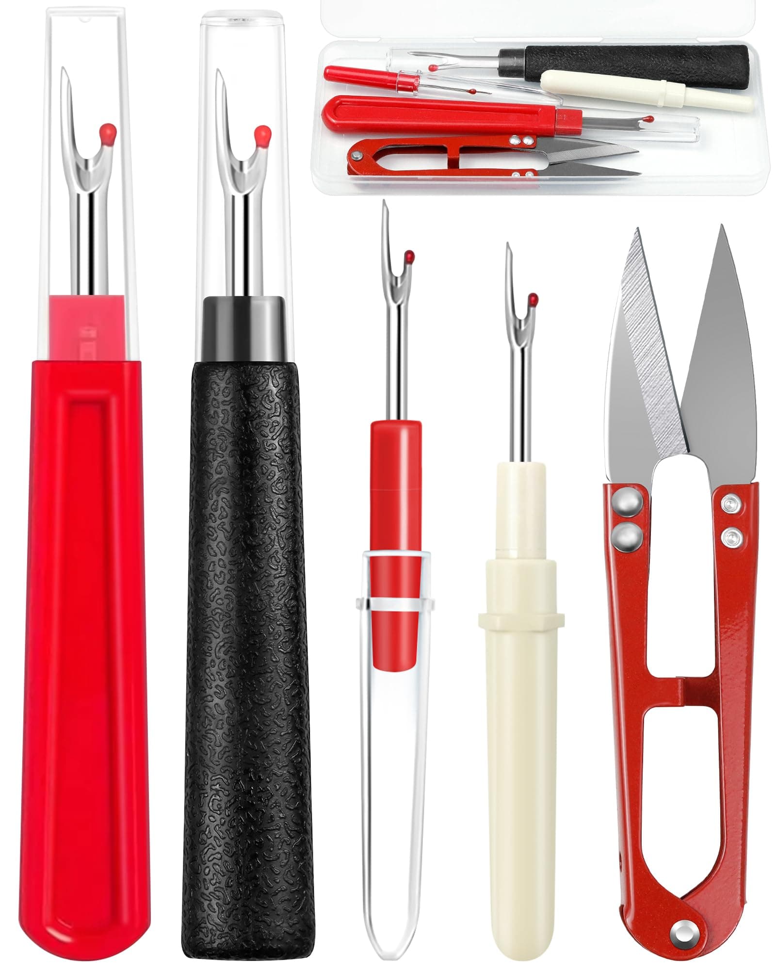 FIVEIZERO Seam Rippers for Sewing – 2 Big and 2 Small Stitch Remover Tools and 1Thread Snips