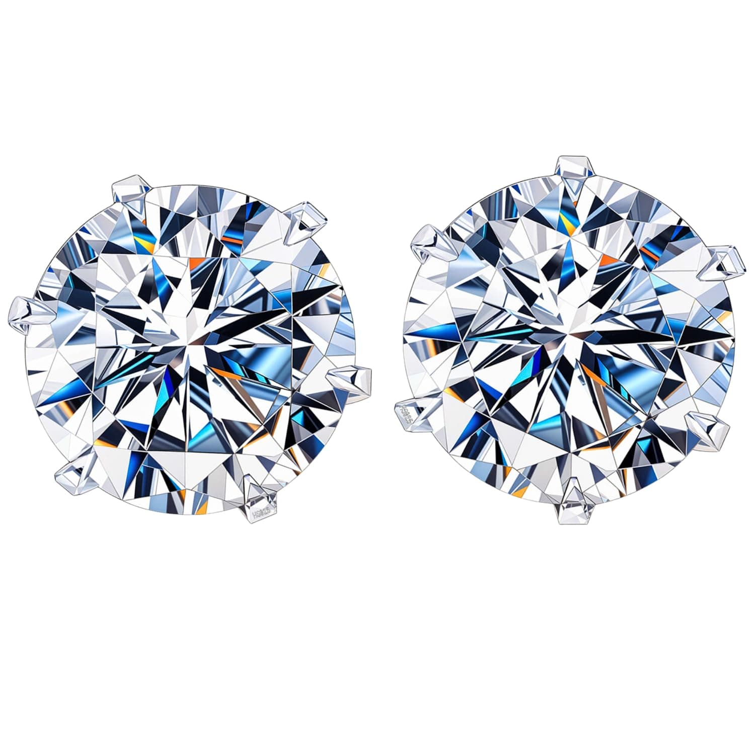 HIGHSPARK 925 Silver Solitaire Stud Earrings | 92.5 Sterling Silver & Round Brilliant Cubic Zirconia Tops for Men Women | Silver 9mm