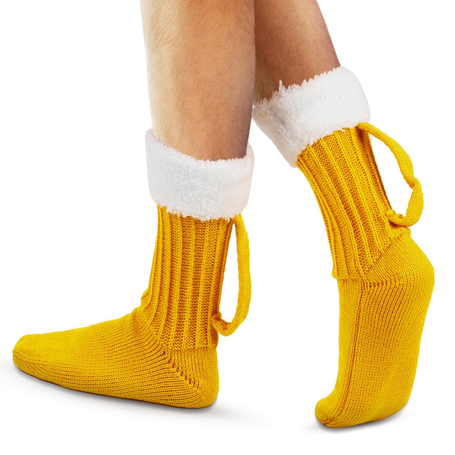 Jsuslife Beer Socks, Knitted Funny Socks for Men and Women, Novelty Dad Christmas Gifts Cute Birthday Halloween Valentines Day White Elephant Gifts for Adults (Size 5-10), Yellow, 5-10, Yellow, 5-10