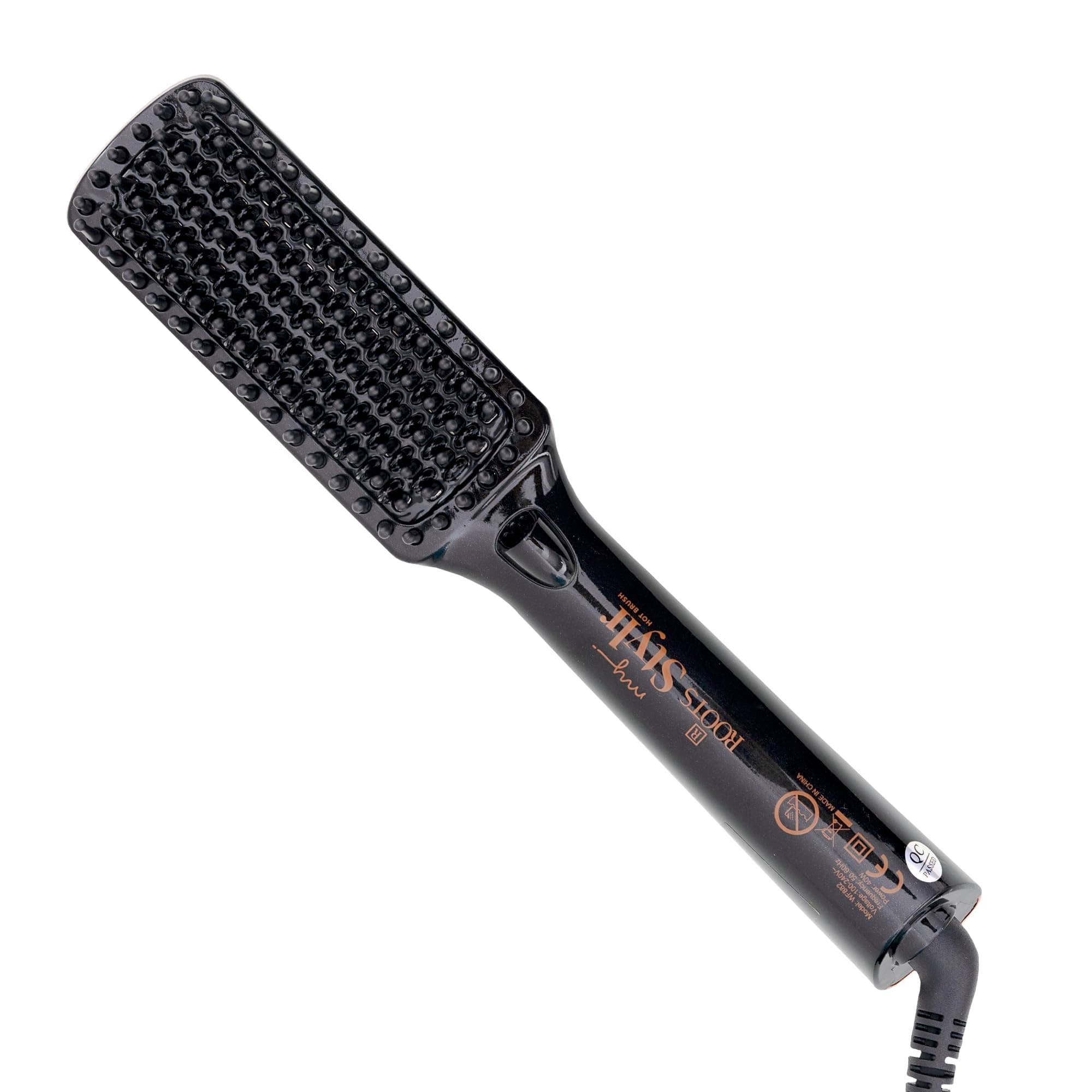ROOTS Hair Straightener Brush | Minimized Heat Damage | Natural Straight Hair In 5 Mins | Auto Shut off Function | MCH Heater for Curling | Digital Temp Display | For All Hair Types | Model No - HTBR
