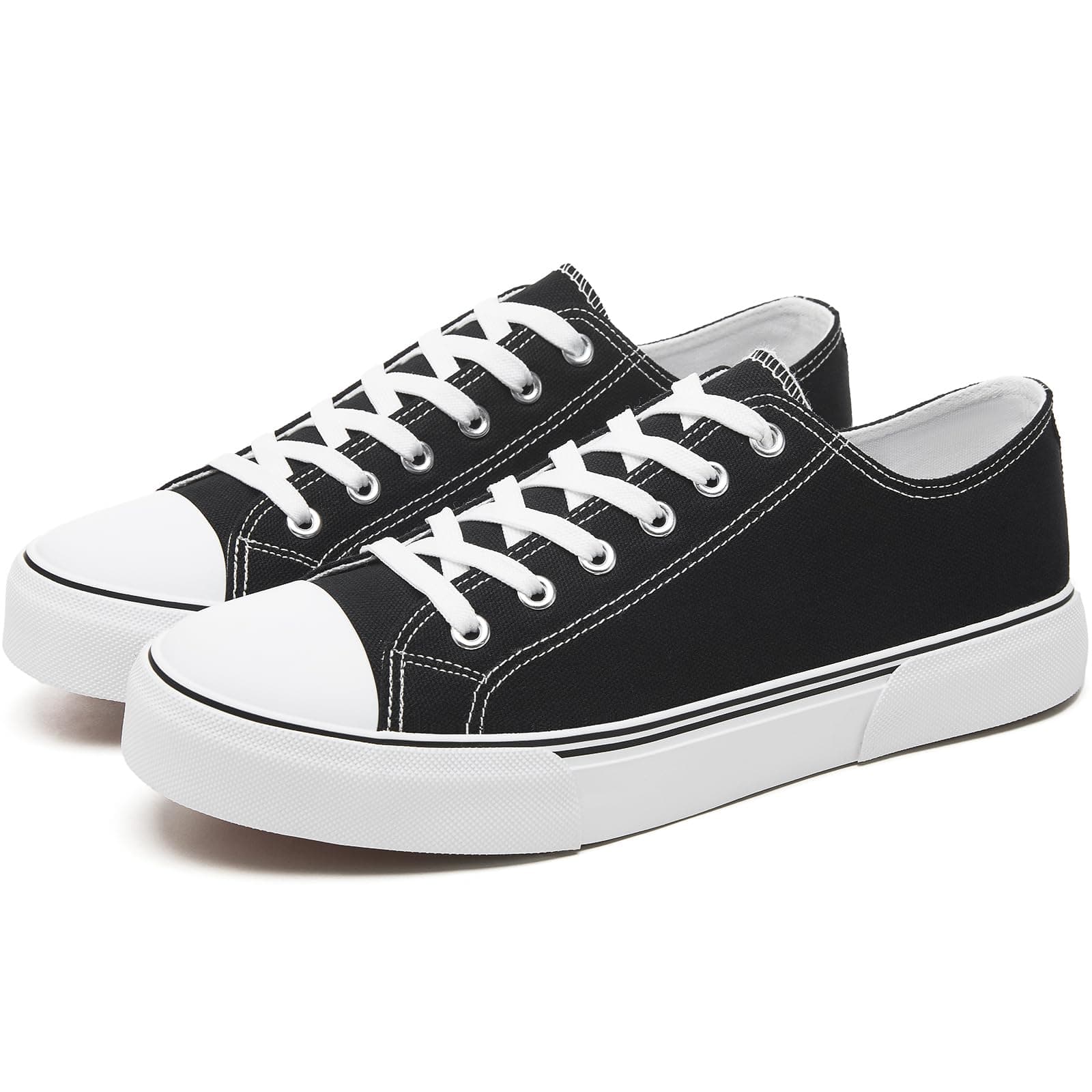 yageyan Men Canvas Low top Shoes Classic Casual Sneakers Black and White Fashion Shoes