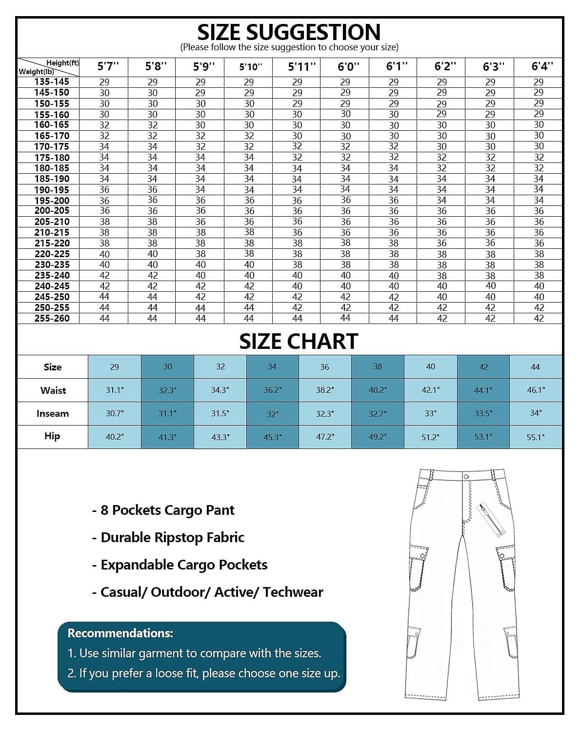 AKARMY Men's Relaxed Fit Cargos