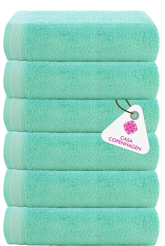 Casa Copenhagen - Egyptian Cotton Solitiare 6 Pcs Face Towel (30 X 30 cm) Colour : Aque Blue