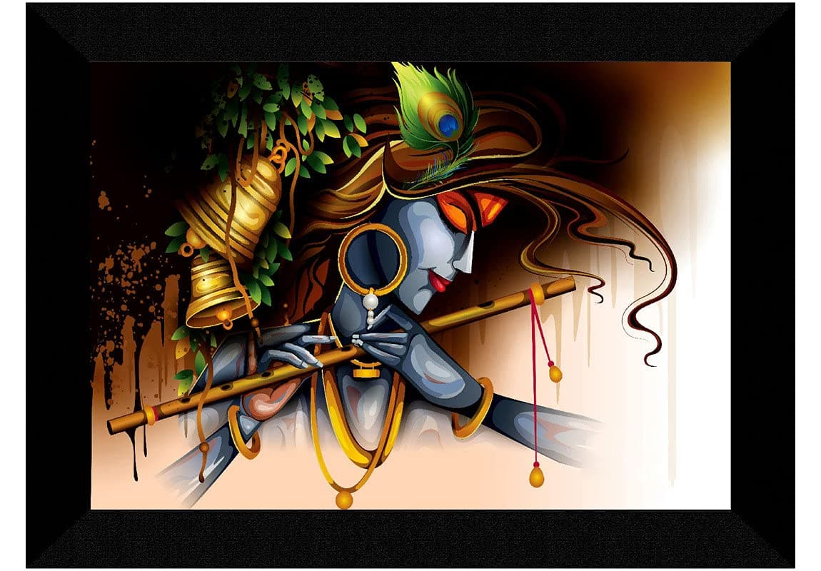 SAF paintings Krishna ji multi-effect UV Textured Home Decorative gift item Framed Painting 10 Inch X 13 Inch SANFK30842