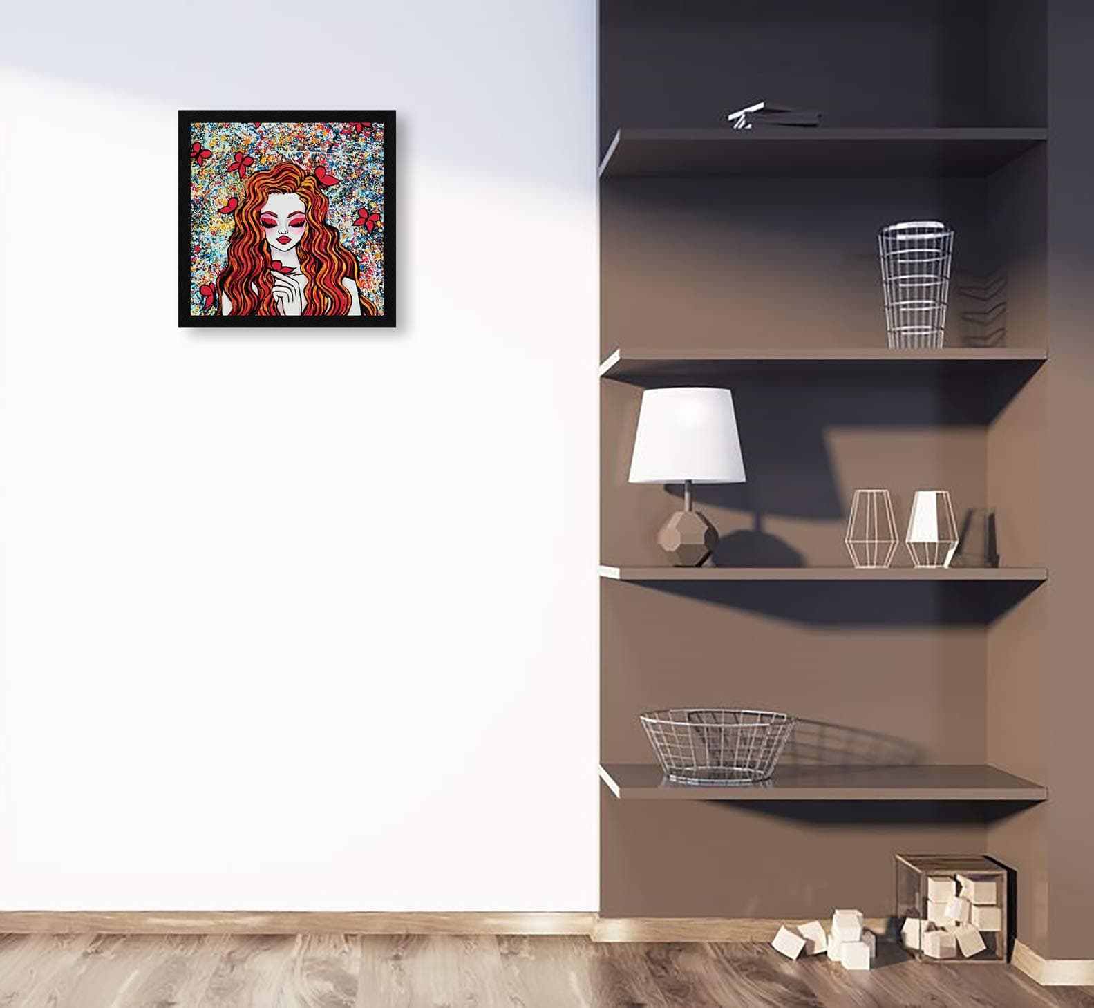 ArtX Paper Girl Wall Art Painting, Multicolor, Abstract, 13X13 in, Set of 1