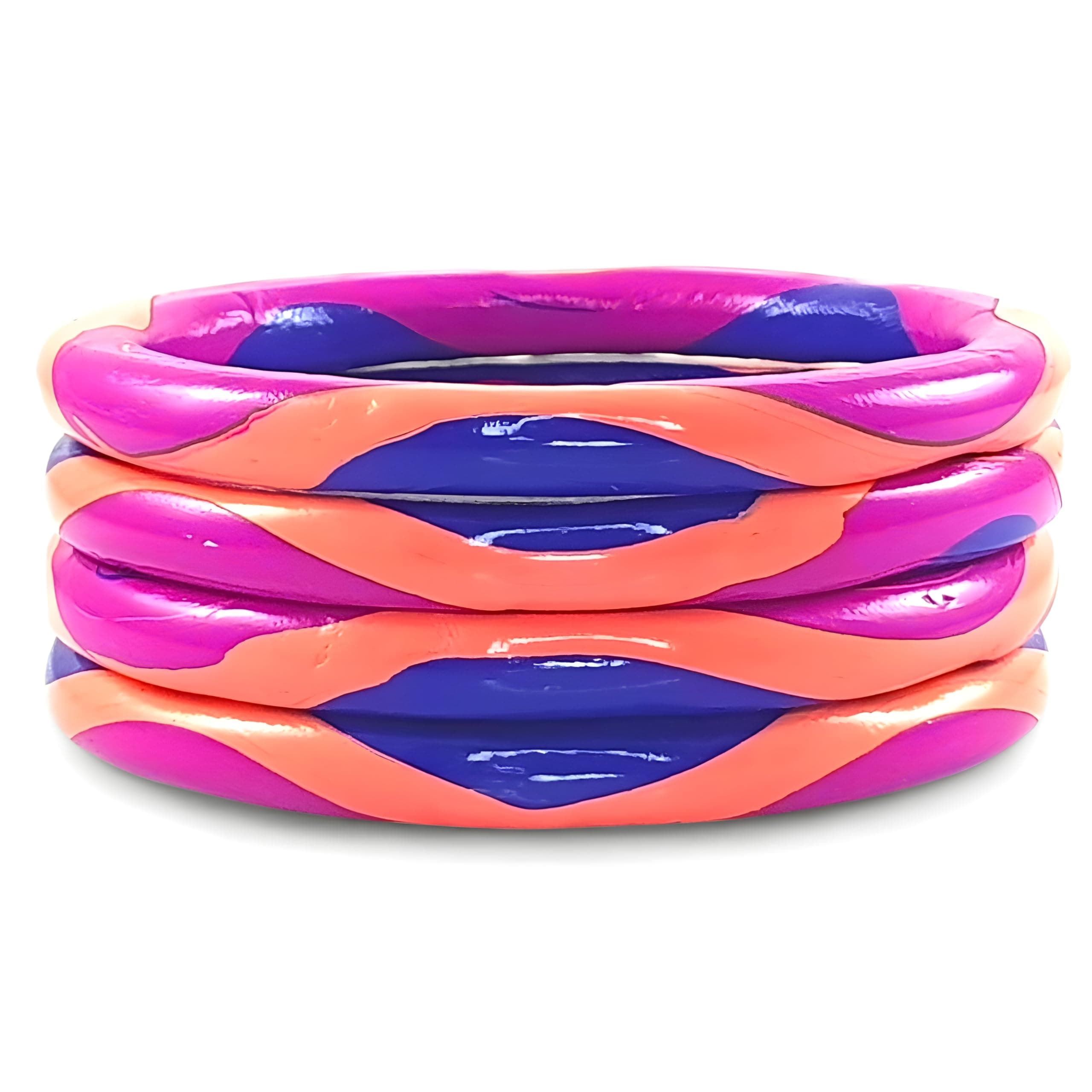 Praavya Traditional Rajasthani Handcrafted Lac Bangles Set, Decorative Wave Pattern, Multicolor Jaipuri Lakh Chudi Bracelet Collection, 4 Pieces
