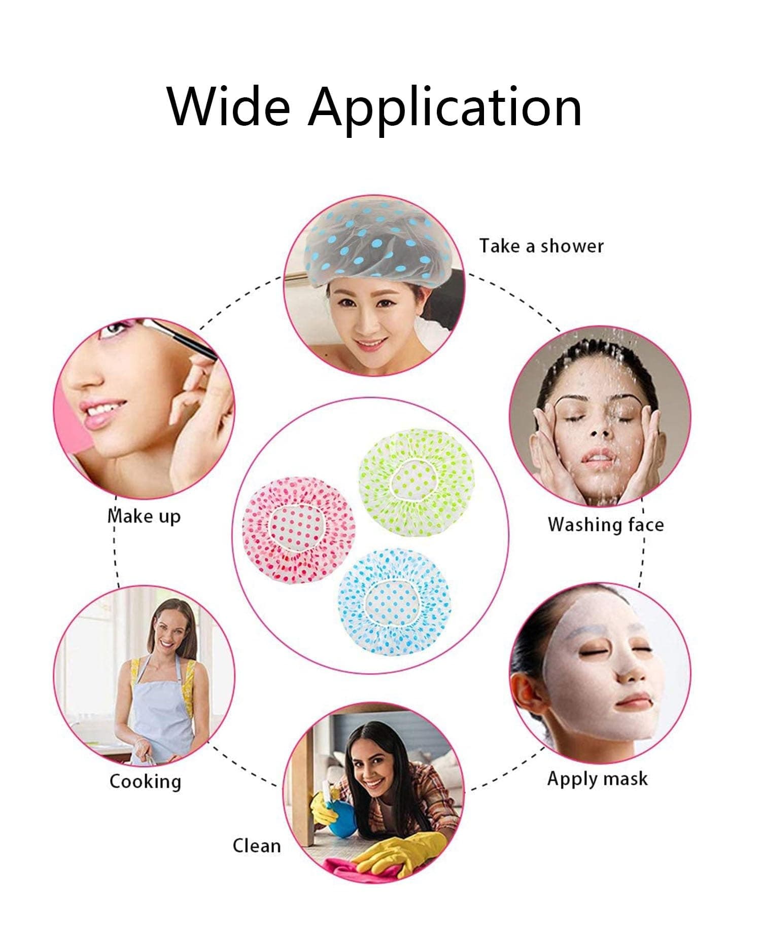 MobFest® 2 Pcs Reusable Eva Shower Cap Waterproof Elastic Hair Spa Dye Women Bathing Salon Bathroom Caps, Multi-design