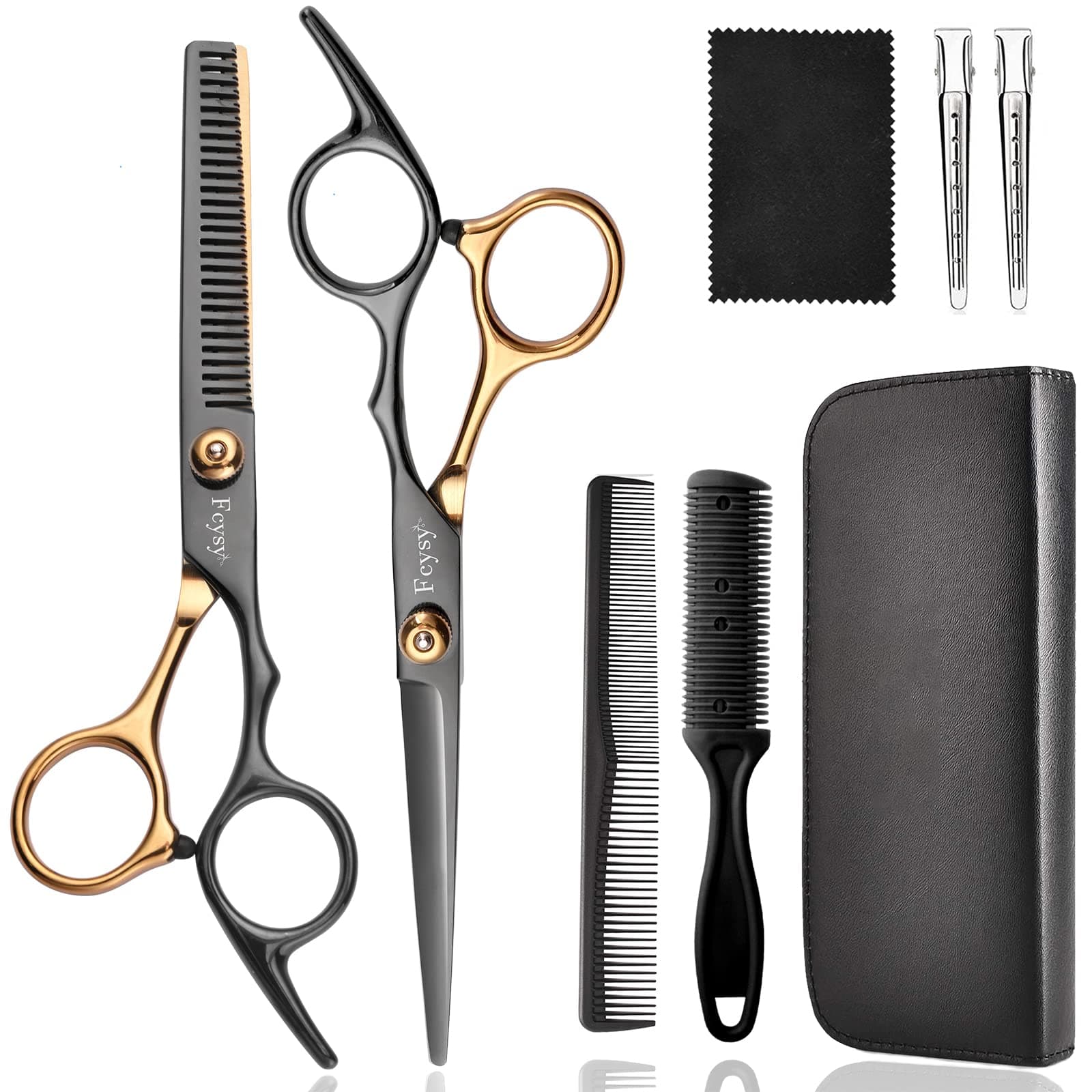 Fcysy Hair Cutting Scissors Kit, Fcysy Professional Barber Shears Set with Hair Scissors Thinning Shears, Tijeras para Cortar Cabello Haircutting Sheers Hair Cut Blending Salon Scissor for Men Women Pet.