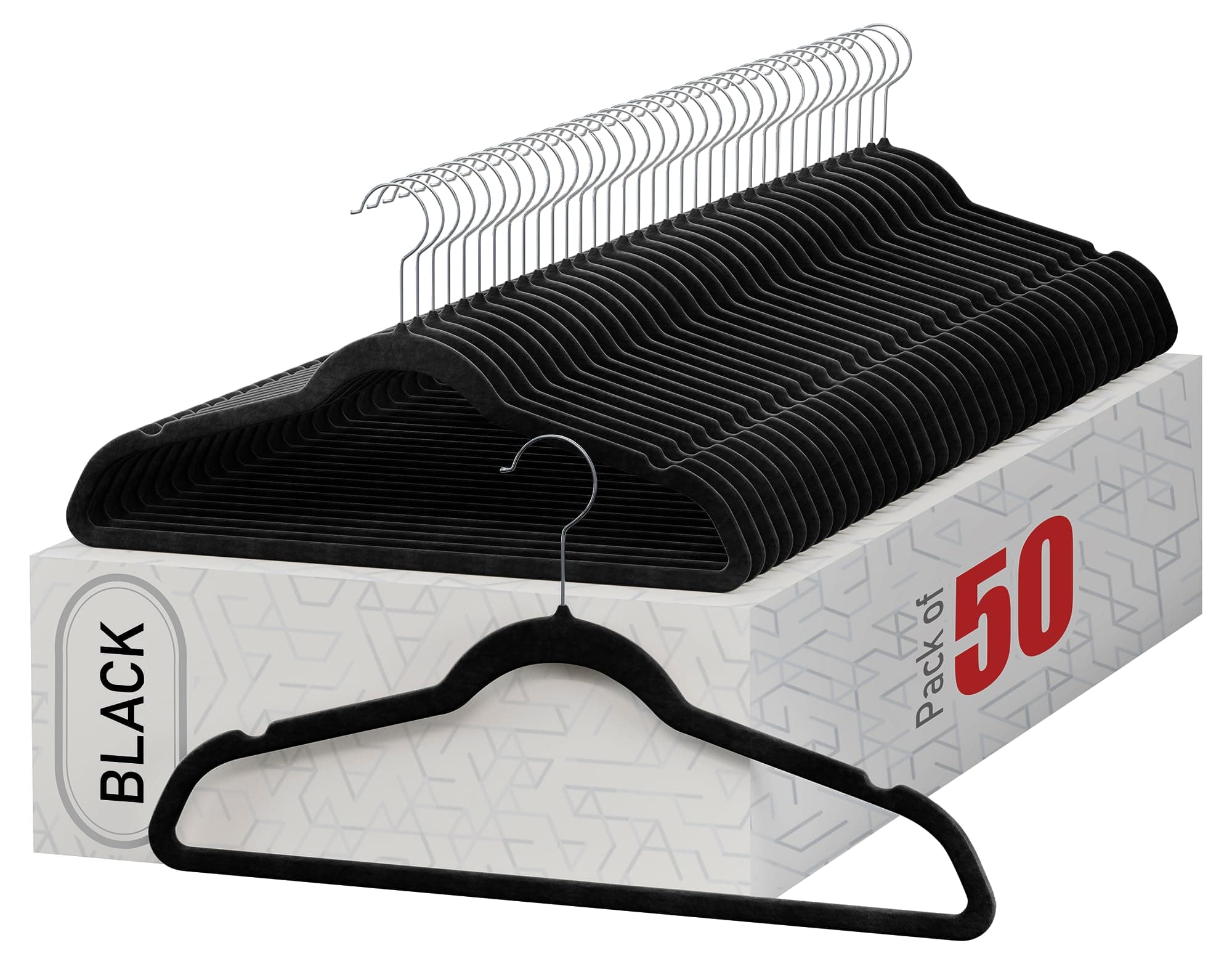 Home-it 50 Pack Clothes Hangers Black Velvet Hangers Clothes Hanger Ultra Thin No Slip
