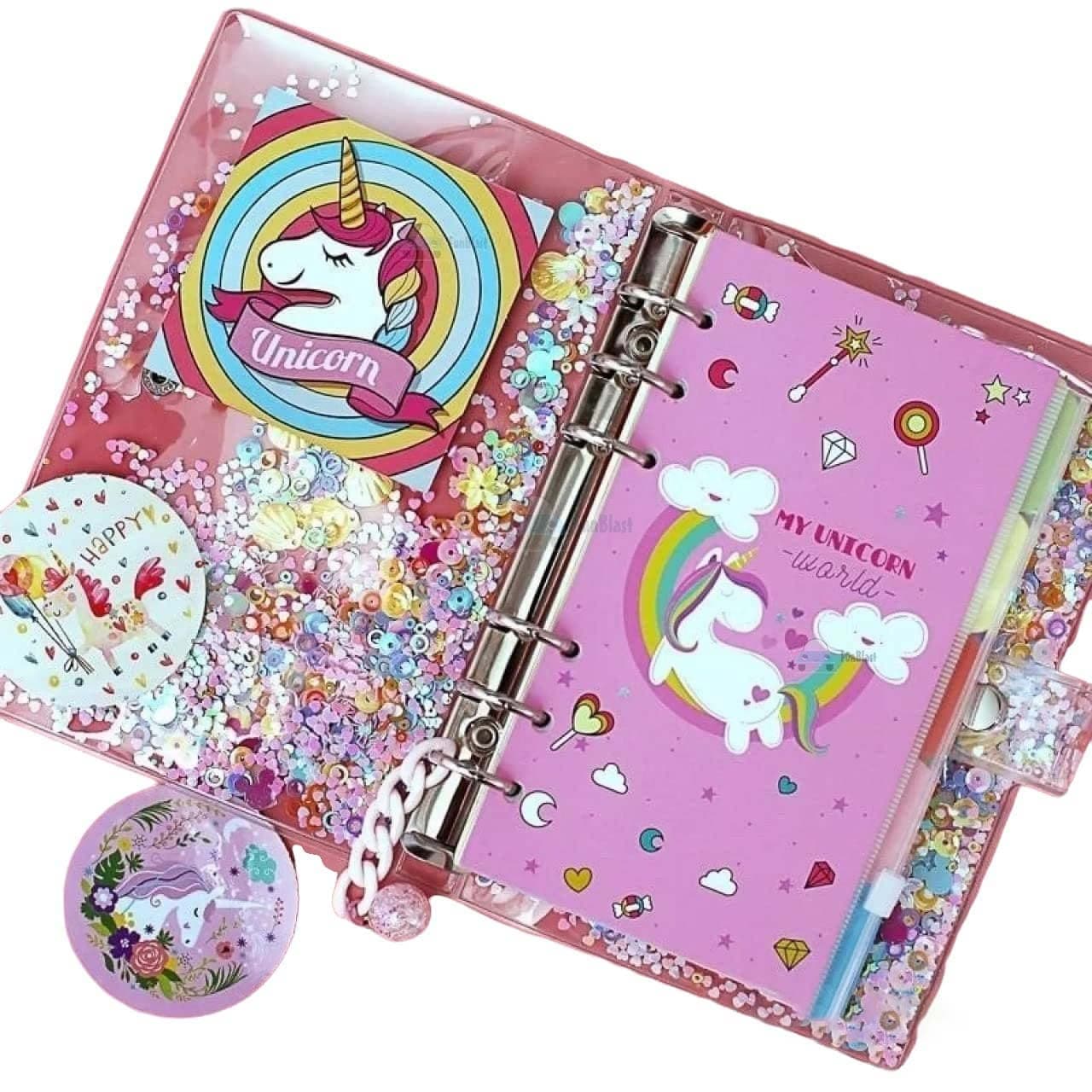 FunBlast 13 in 1 DIY Unicorns Diary for girls, Unicorns Notebook for girls with pen, Unicorn return gifts for girls, Kids diary unicorn - DIY Diary for Kids