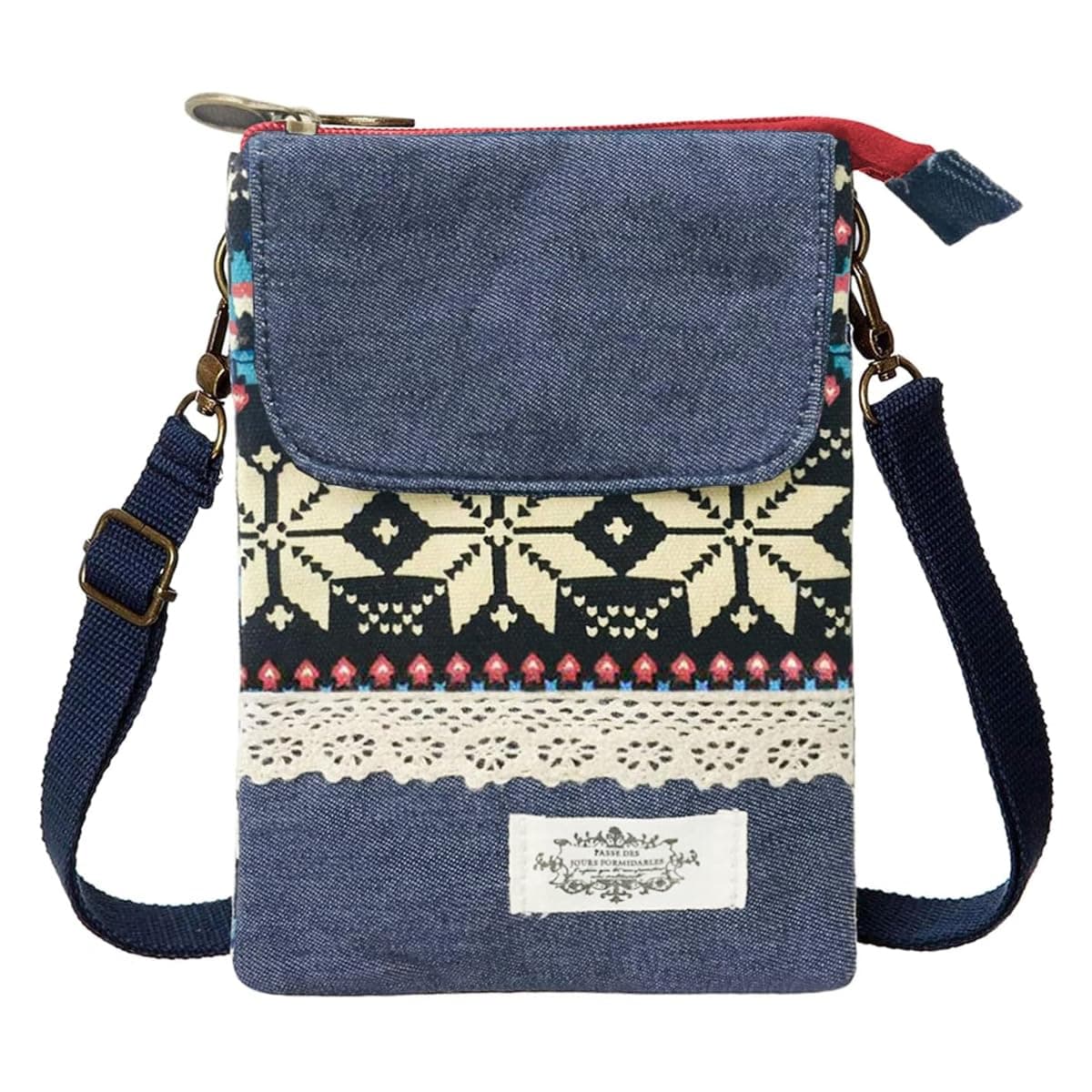 PALAY Women Purse Bag Casual Phone Pouch Canvas Cloth Phone Sling Bags Small Minimalism Print Crossbody Bag for Woman