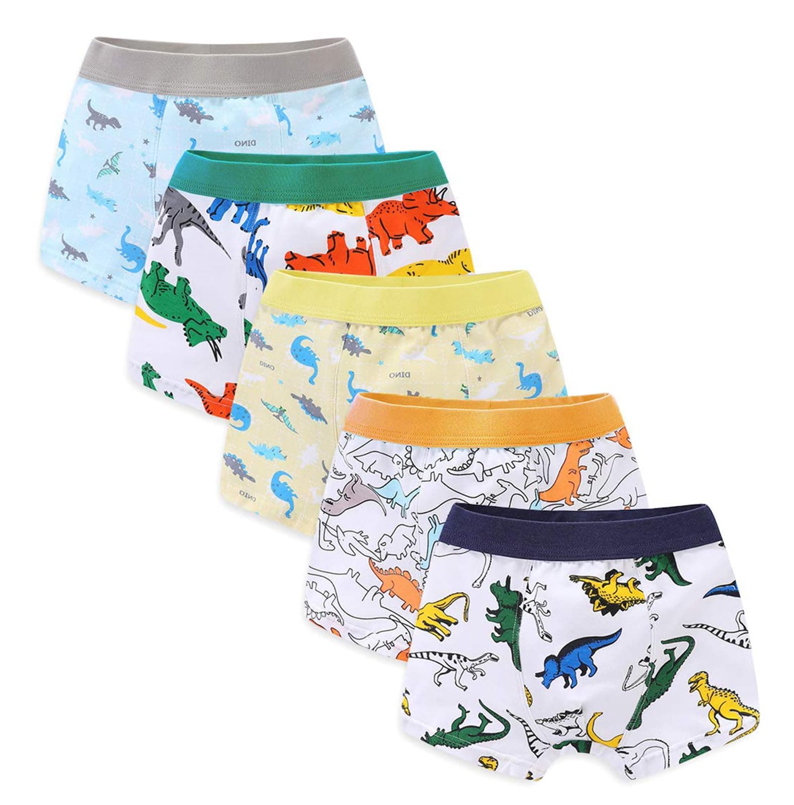 CHUNG Toddler Little Boys Underwear Soft Cotton Boxer Briefs 3-12Years Dinosaur Pack for Pupil Kindergarten Kids