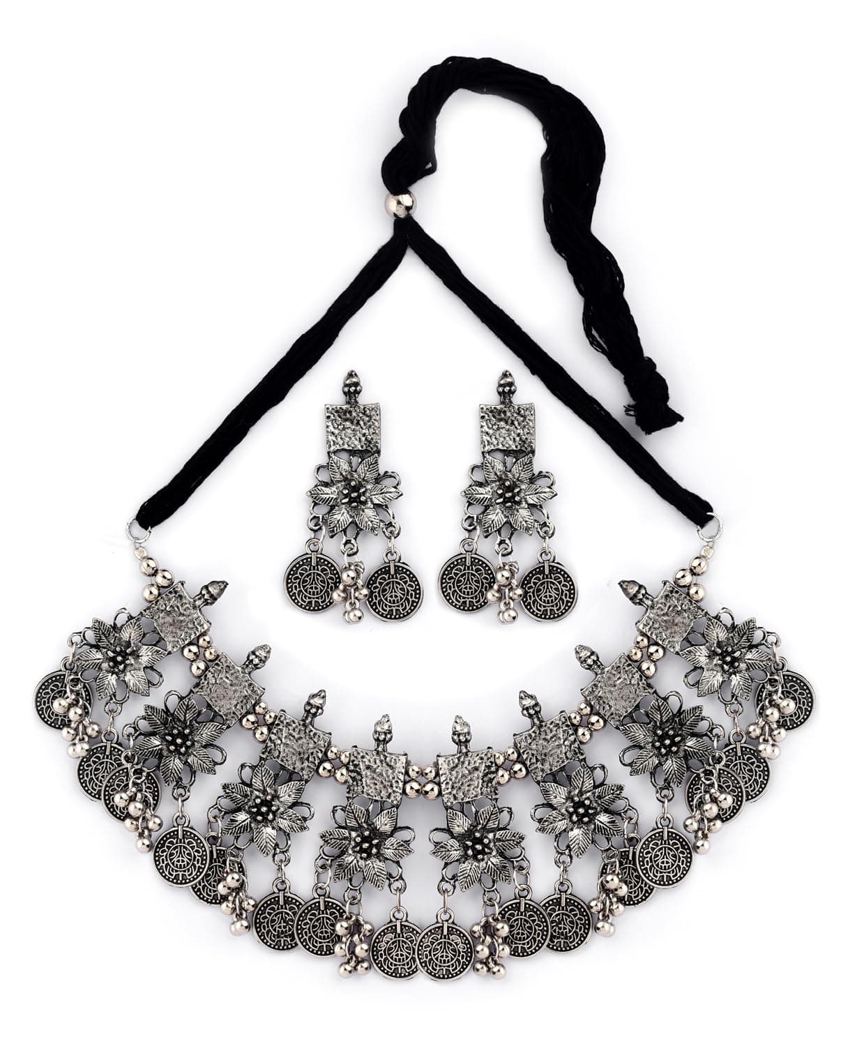 Shining Diva Fashion Latest Stylish Traditional Necklace Oxidised Jewellery Set for Women (rrsd13124s)