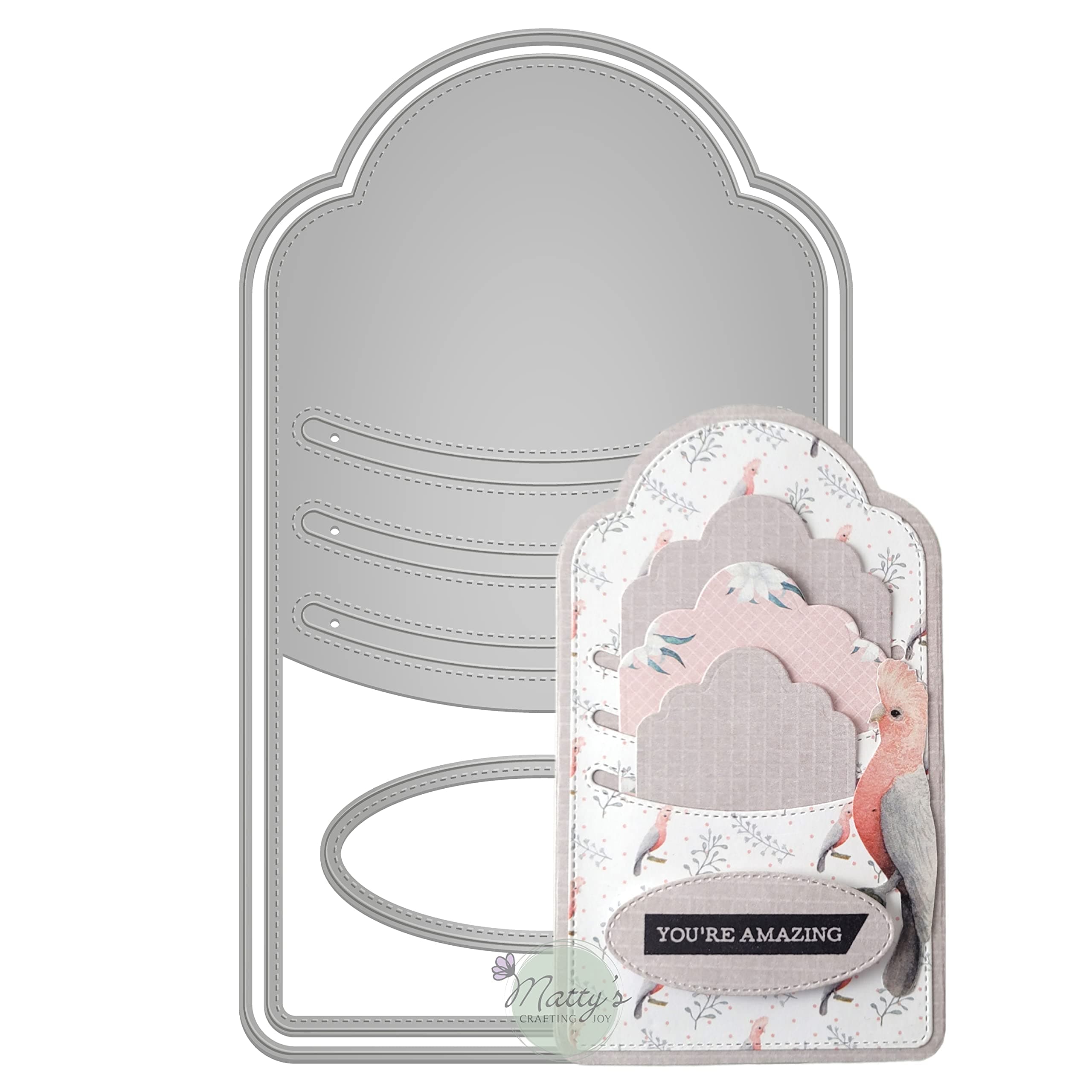 Matty's Crafting Joy Stitched Slot Tag Die Cut Set of 3, Scrapbooking