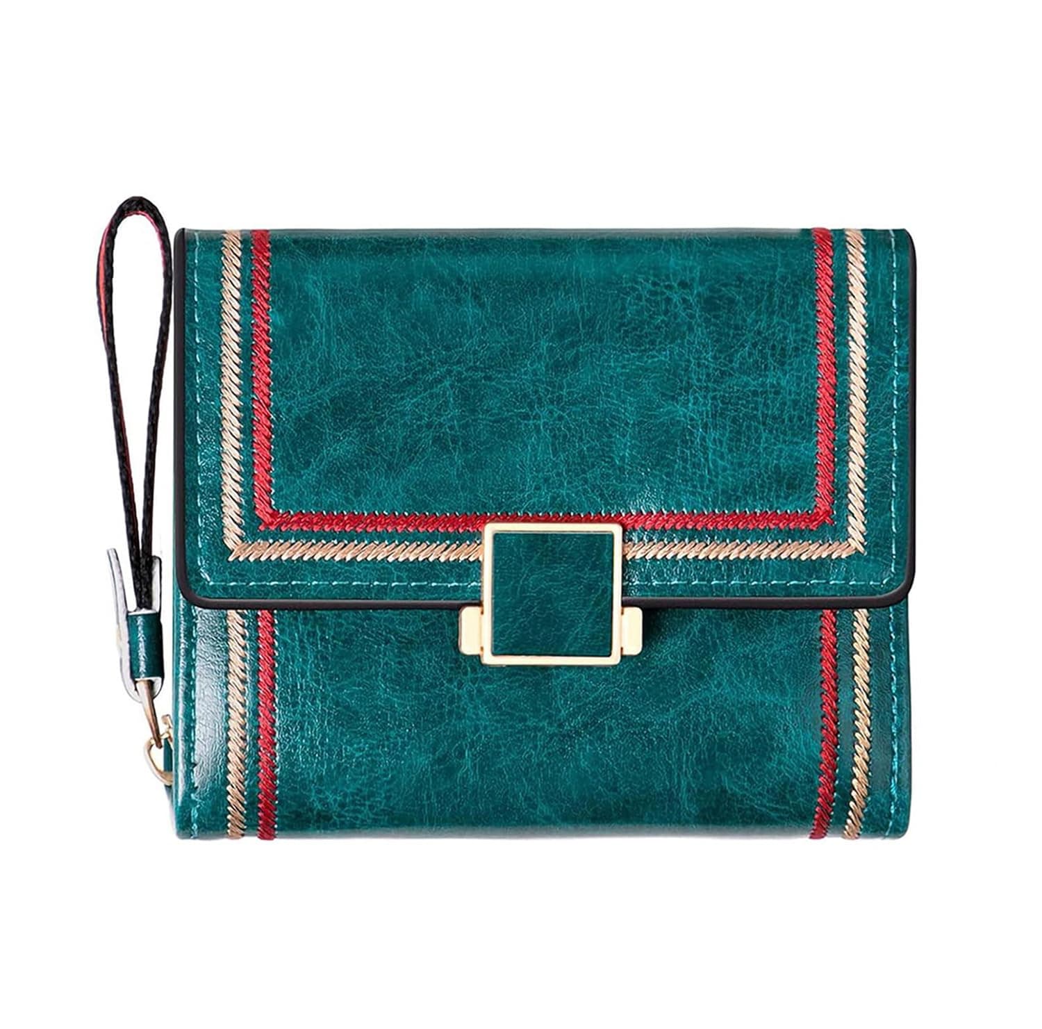 INOVERA (LABEL) Stylish Tri-Fold Wallet for Women & Girls – Elegant Faux Leather Ladies Purse with Multiple Card Slots, Coin Pocket, and Secure Closure (Green)