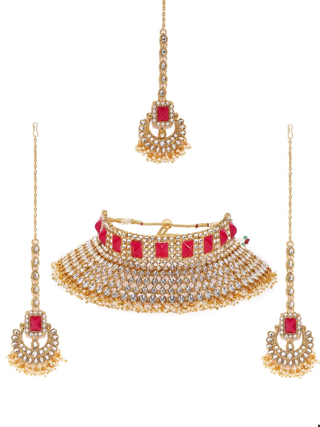 ZAVERI PEARLS Mesmerising Kundan Bridal Choker Necklace Set For Women-ZPFK8742