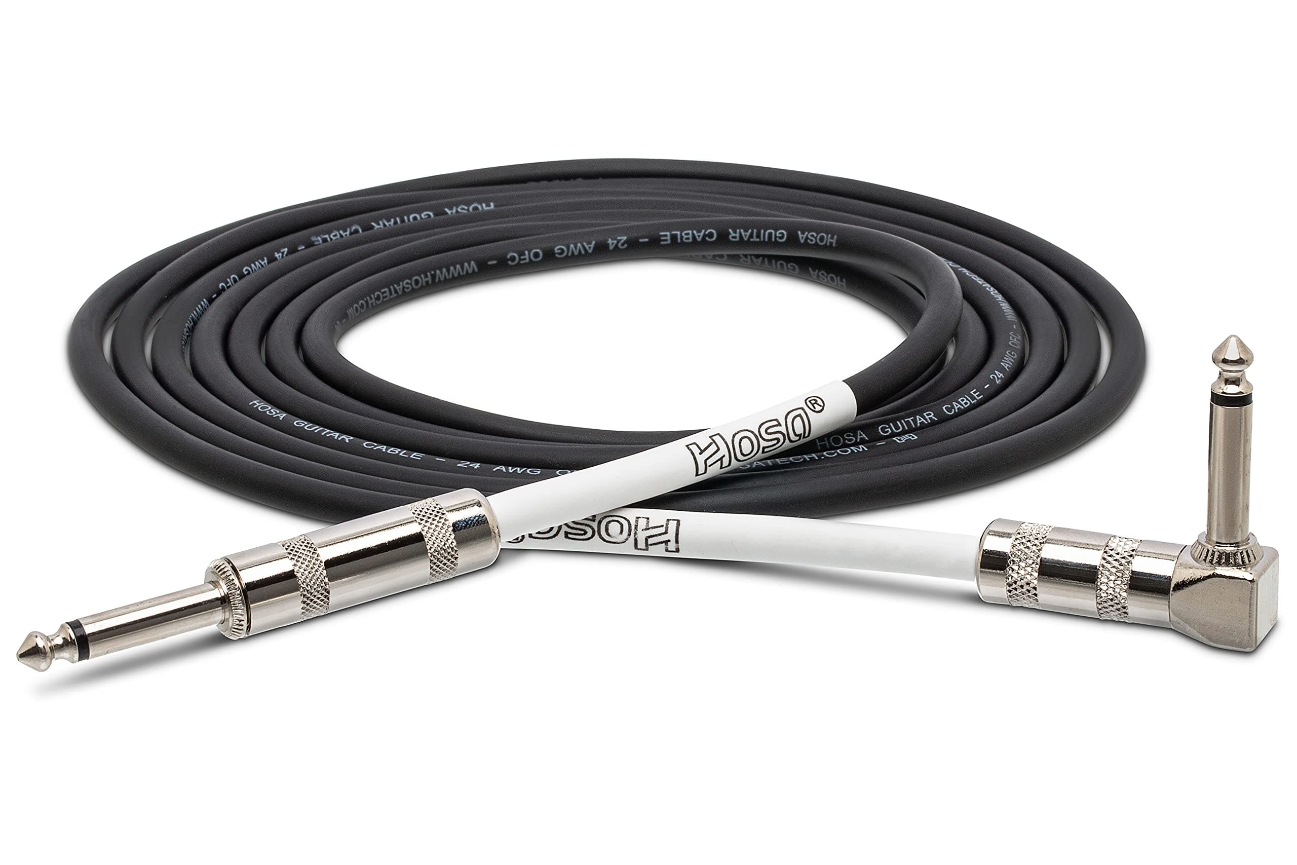 Hosa Guitar Cable - 5 Feet - Straight to Right-Angle - Electric Guitar to Amplifier Connection