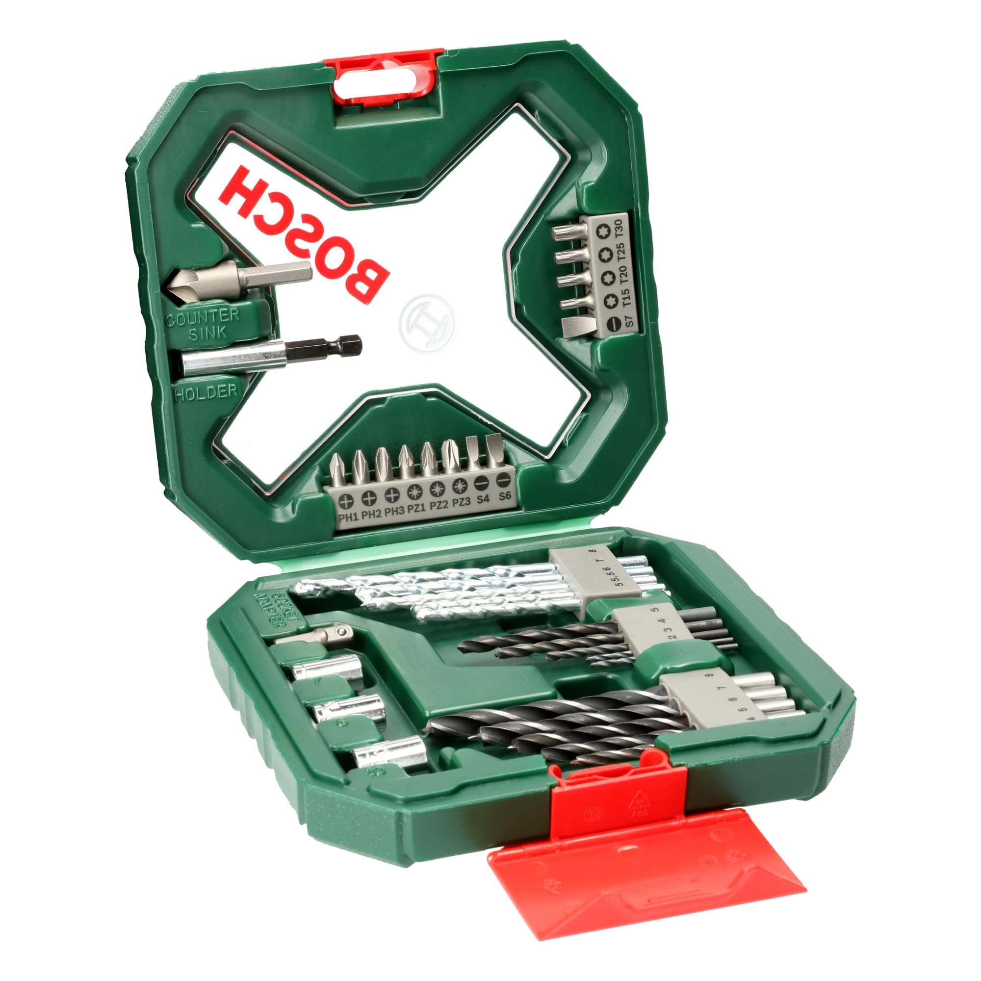Bosch X-line 2607010608 Cobalt Steel Classic Drill and Screwdriver Bit Set (Blue, 34-Pieces), Straight