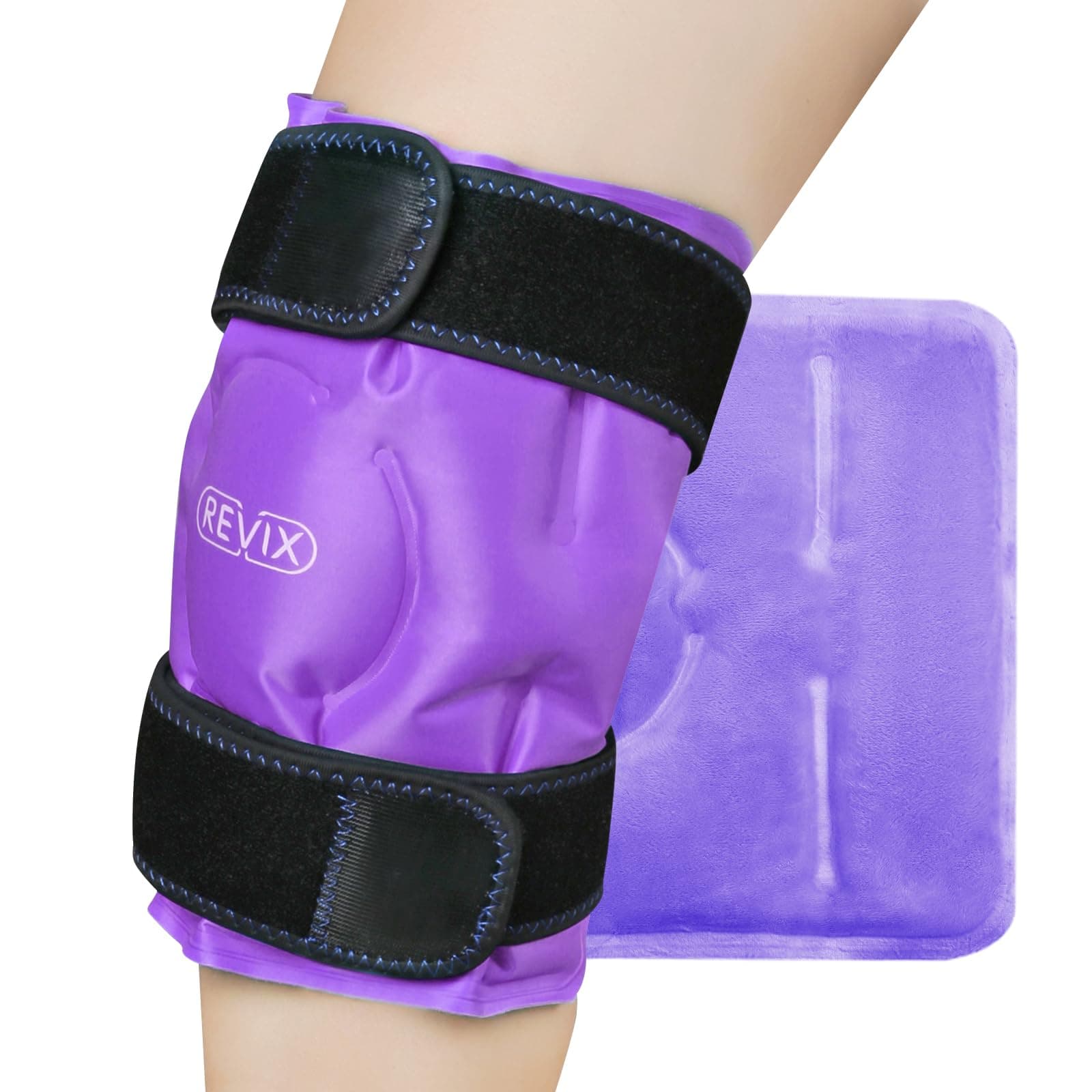 REVIX Knee Ice Pack for Injuries Reusable Gel Ice Wrap for Knee Pain Relief with Cold Compress for Arthritis, Surgery Recovery,1 Pack- Purple