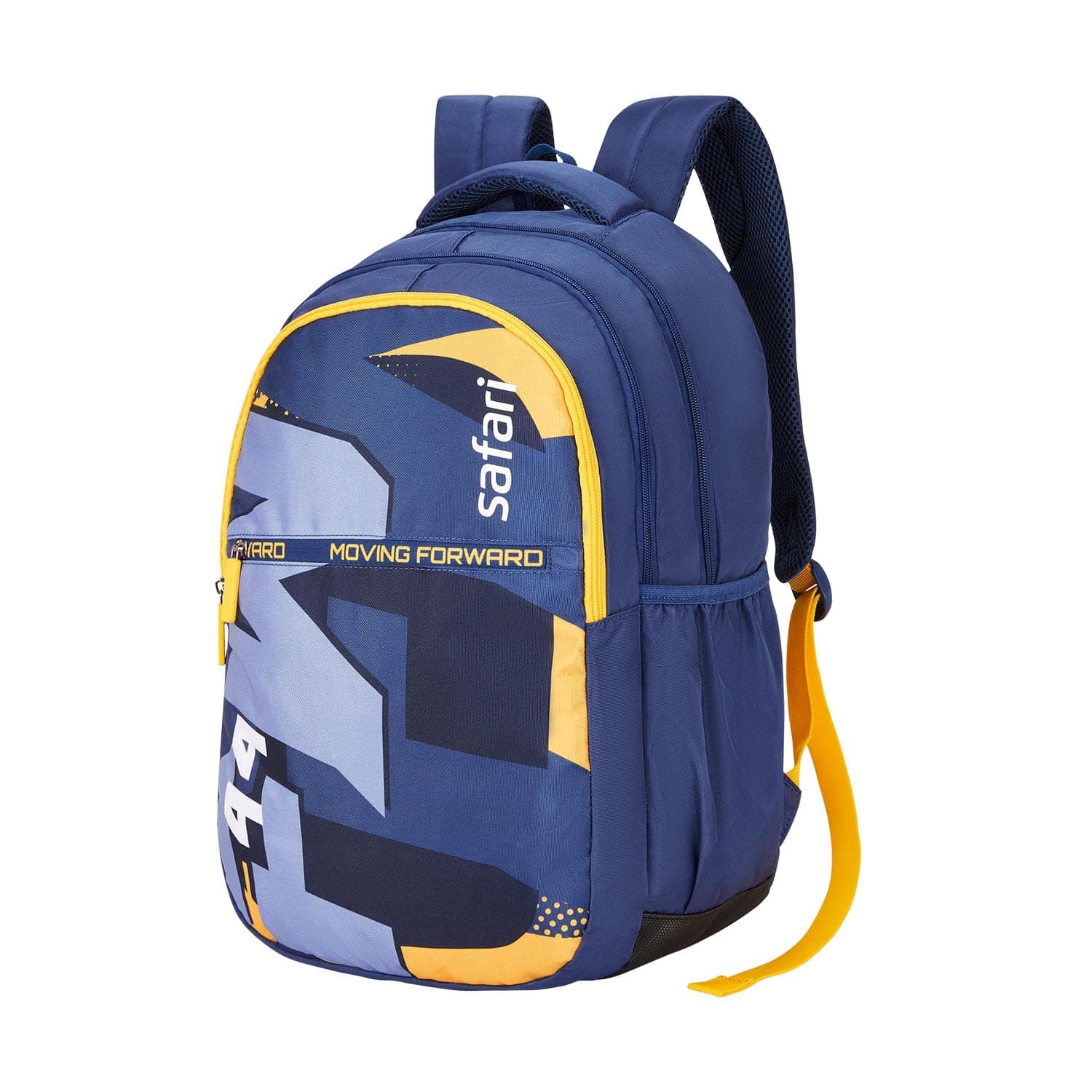 Safari Rove 37L School Bag for Boys and Girls, Casual 3 Compartment School Backpack, Printed Backpack Bag with Armor Base & Bottle Holder, Travel Bag for Men and Women, Color- Graphite Blue