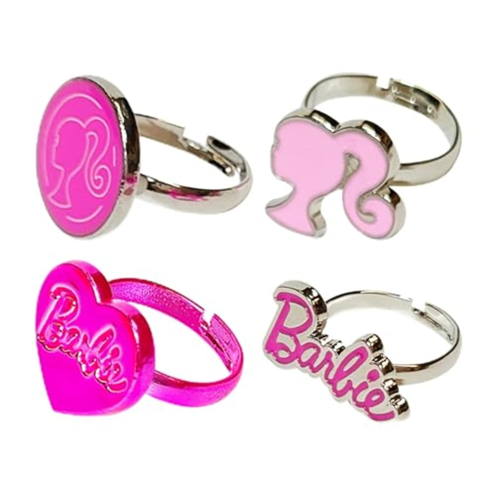 LUV HER Kids Jewelry: 4-Piece Adjustable Rings for Girls, Ring Sets with metal charm Fashion Girls Jewelry Ages 4+, Adjustable, Metal, No Gemstone
