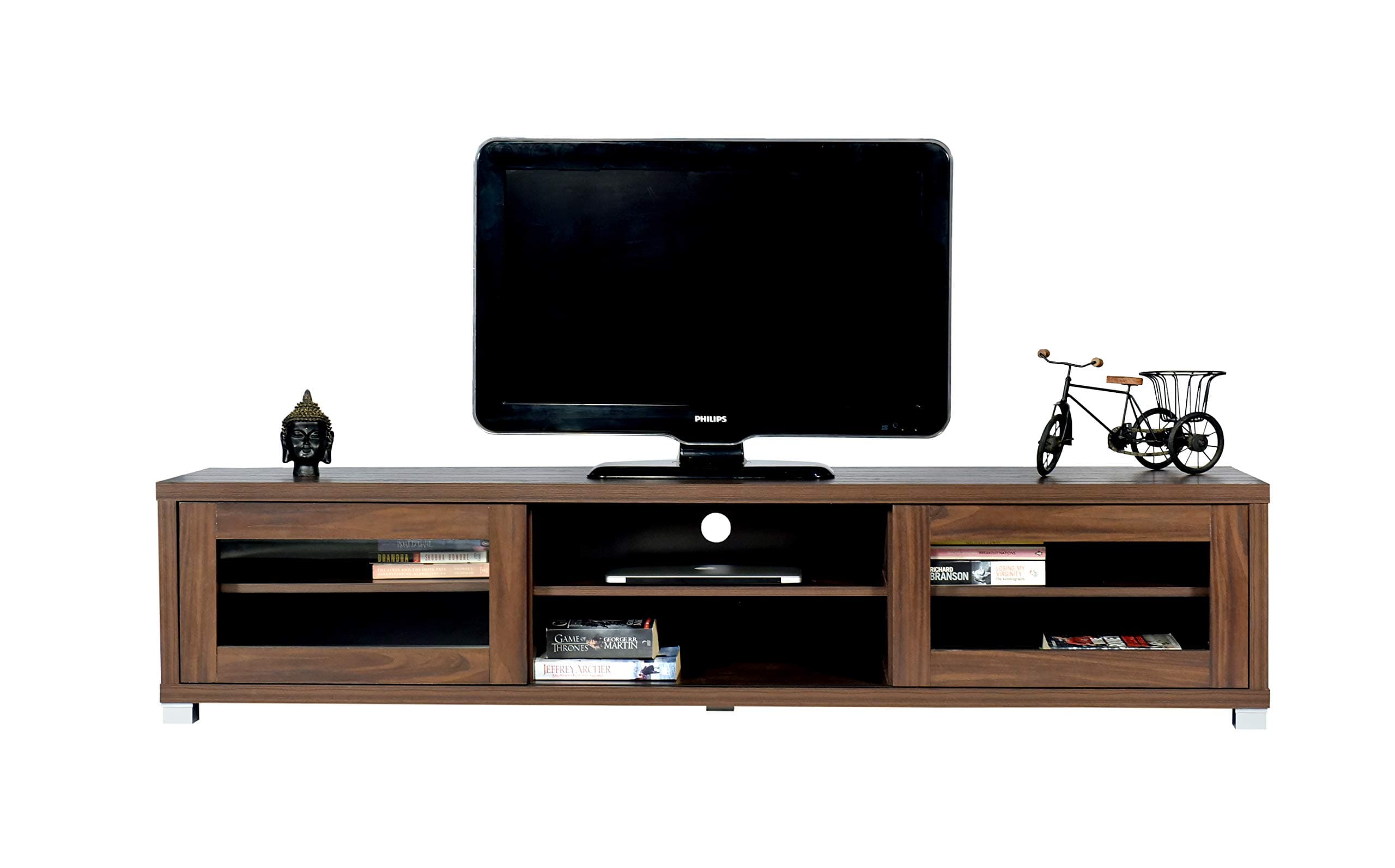 DeckUp Muvo TV Stand and Engineered Wood TV Entertainment Unit Walnut , 2 Doors
