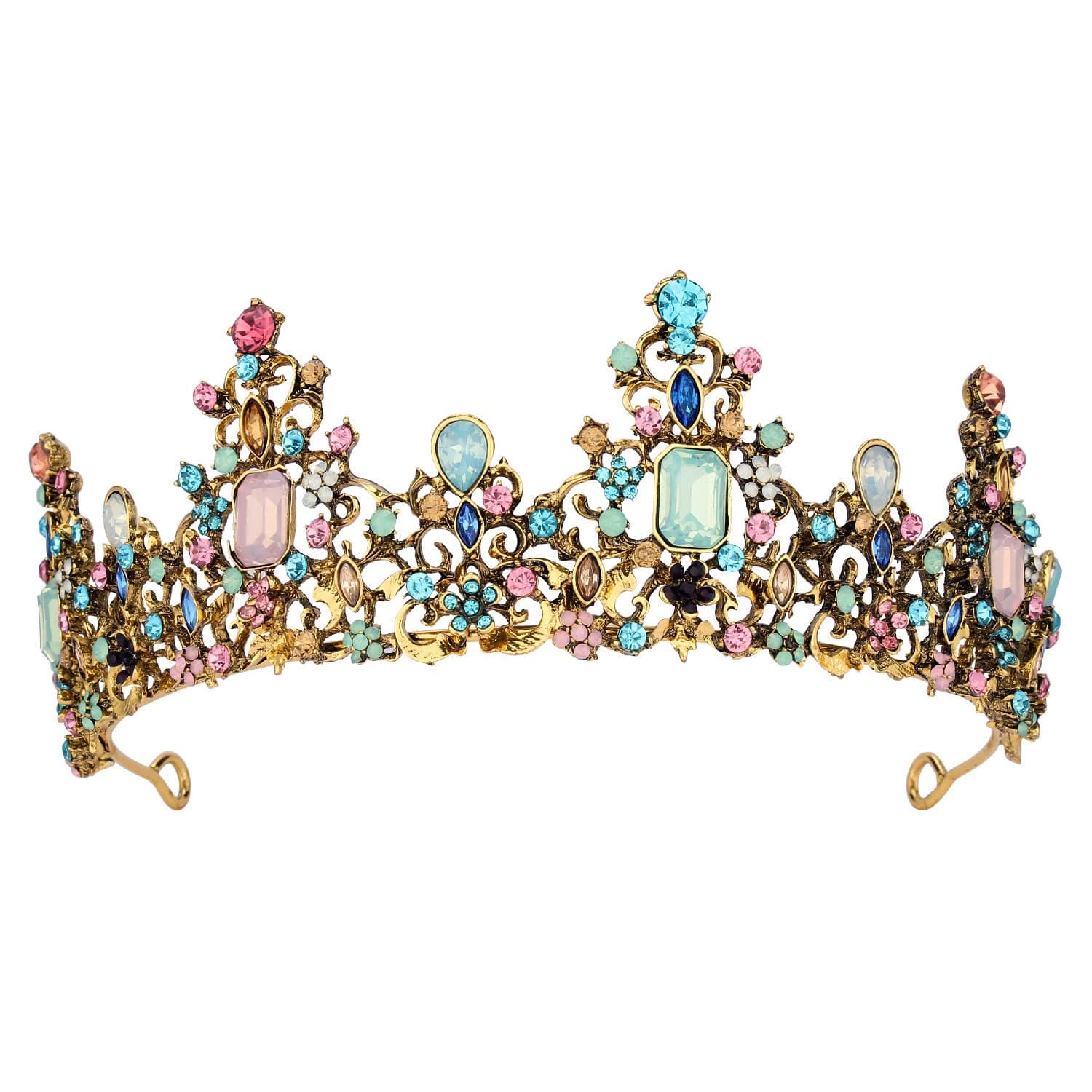 Didder Baroque Vintage Crowns for Women & Girls - Multicolored Rhinestone Tiara - Royal Tiaras & Crowns for Weddings, Parties, Prom, Halloween & More