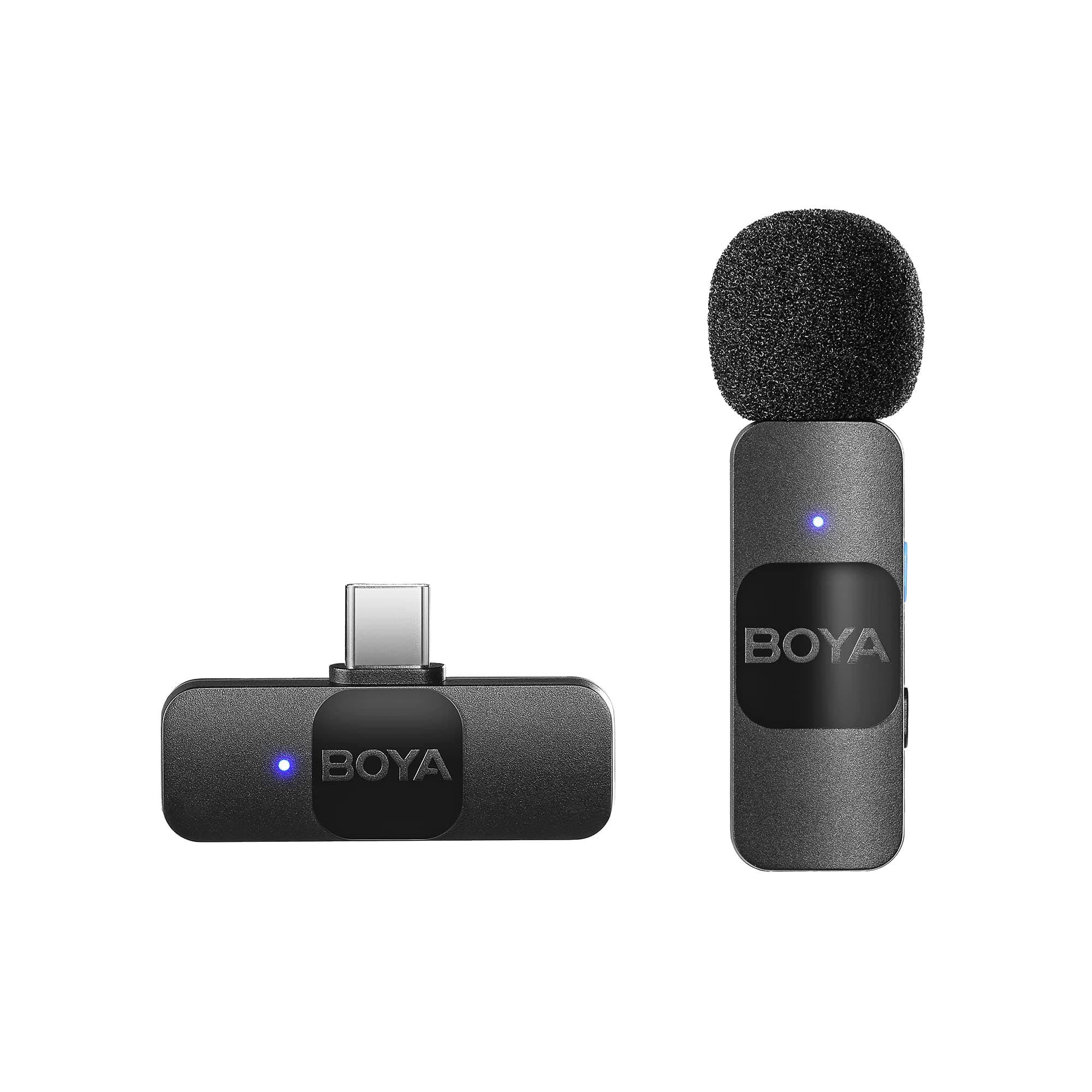 BOYA BY-V10 2.4 ghz Omnidirectional Wireless Microphone System with a Transmitter & Receiver for Type-C Devices & Android. for Vlogging, Social Media, Youtubers with Rechargeable Battery 50m Range