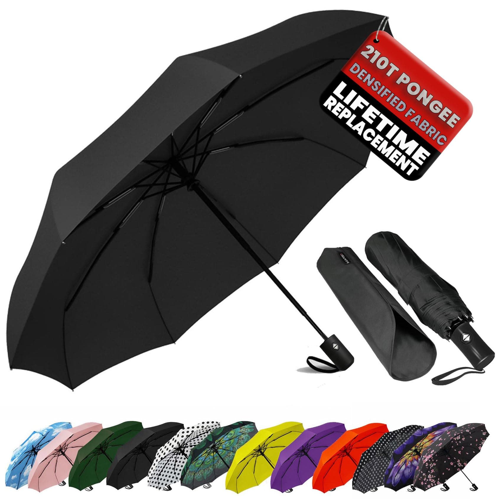 SIEPASA Umbrella for Men - Automatic Large Size Foldable Umbrella with Travel Cover for Man and women - 3 fold Windproof umbrella (MAROON)