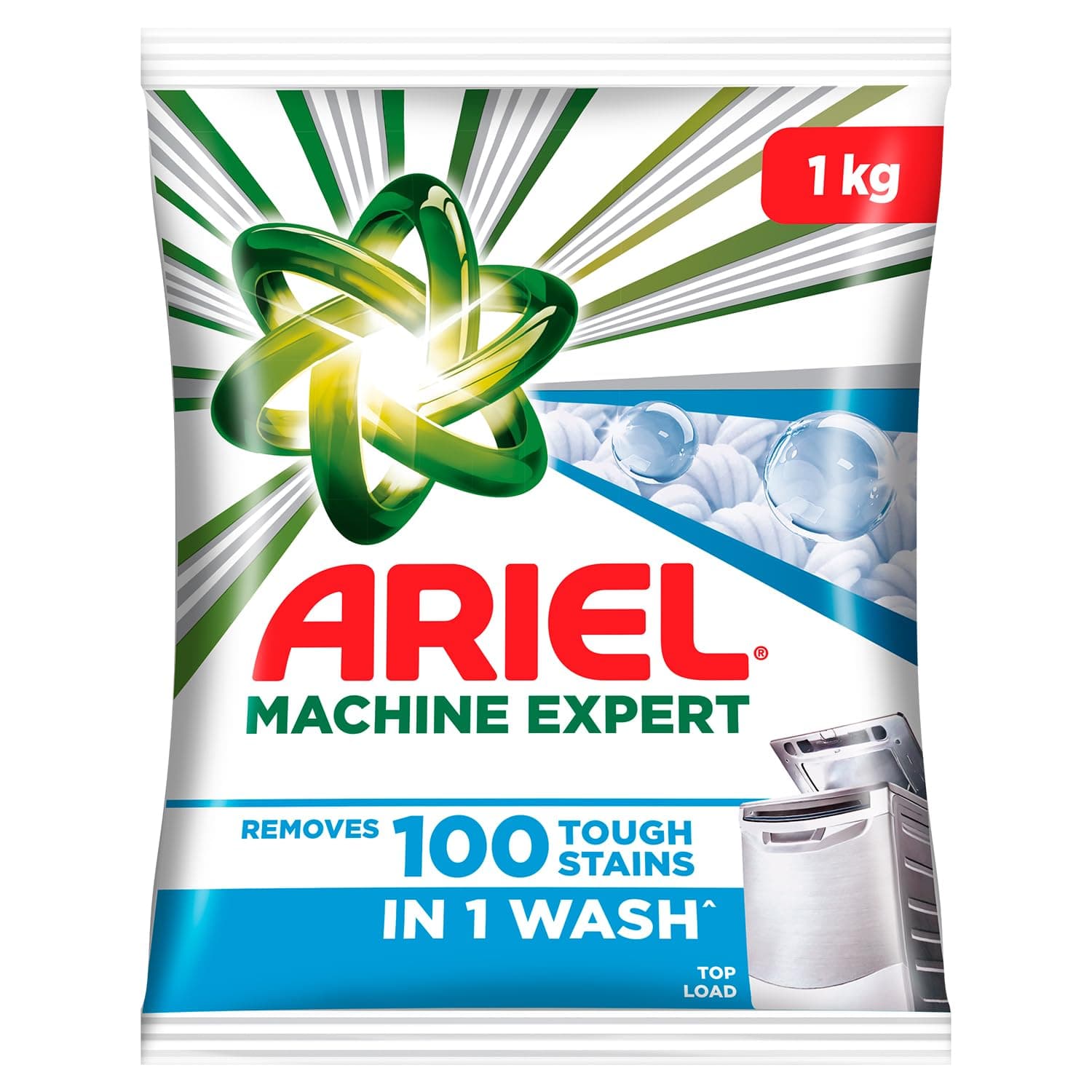 Ariel Matic Detergent Powder Top Load - 1kg | Removes 100 Tough Stains in 1 wash | Specially Designed for Washing Machines | Fresh Fragrance