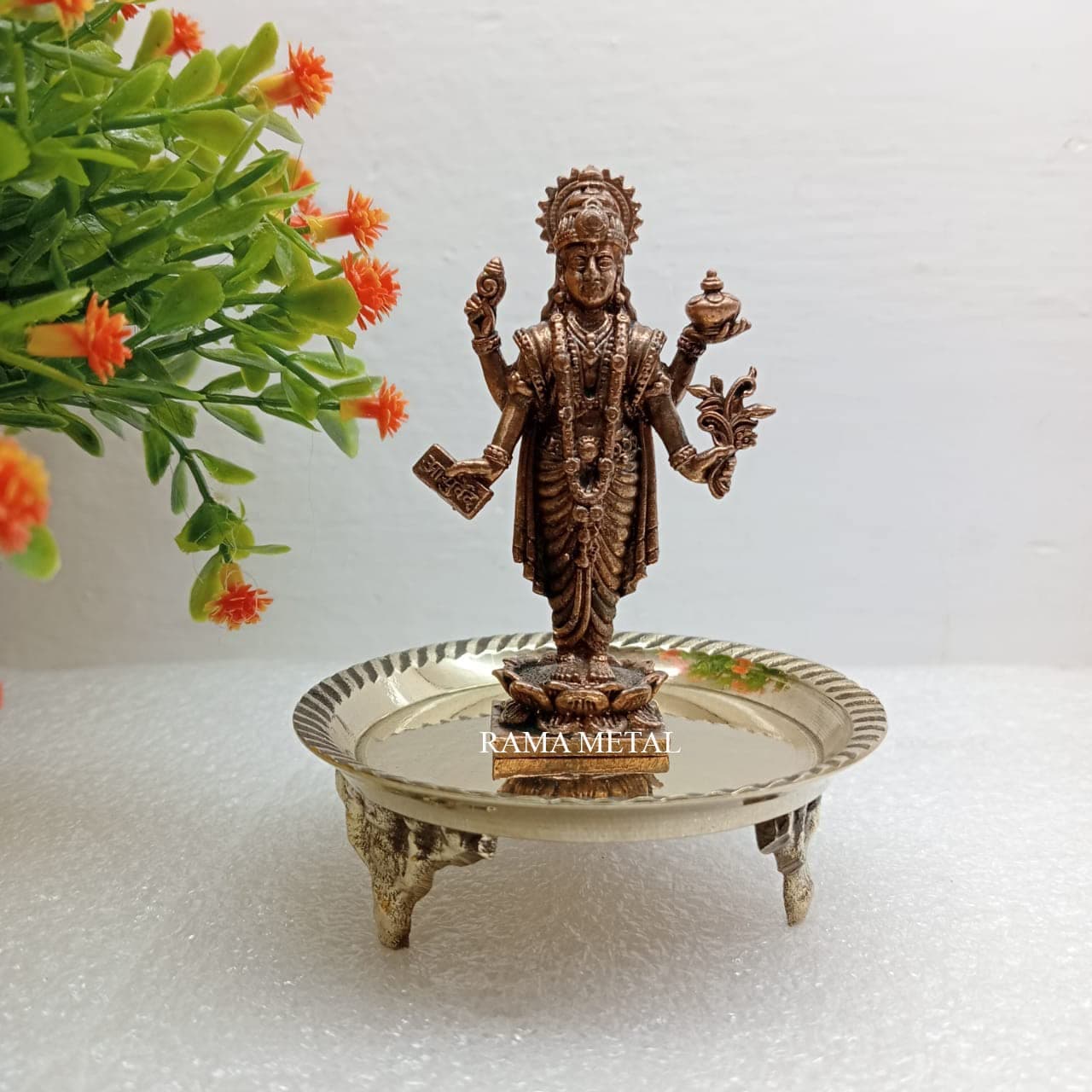 RAMA METAL Copper Dhanvantari Murti | Dhanvantri | Dhanwantari | God of Health, Healing, and Ayurvedic Medicine