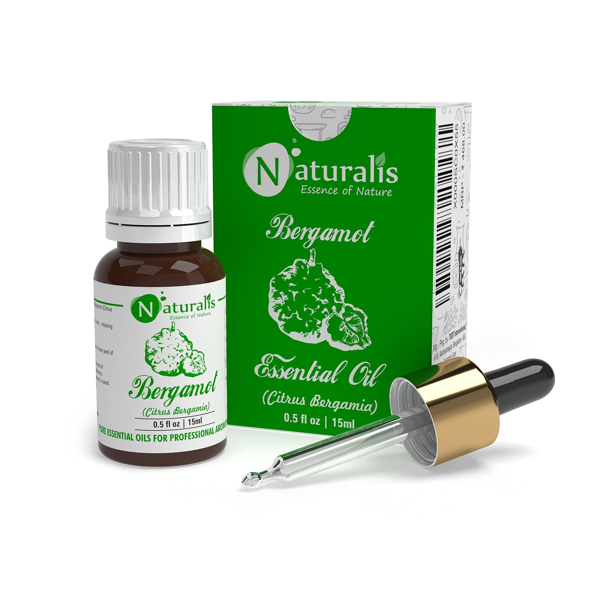 Naturalis Essence of Nature Bergamot Essential Oil for Insomnia, Stress, Depression, Hair & Face Care - 15ml