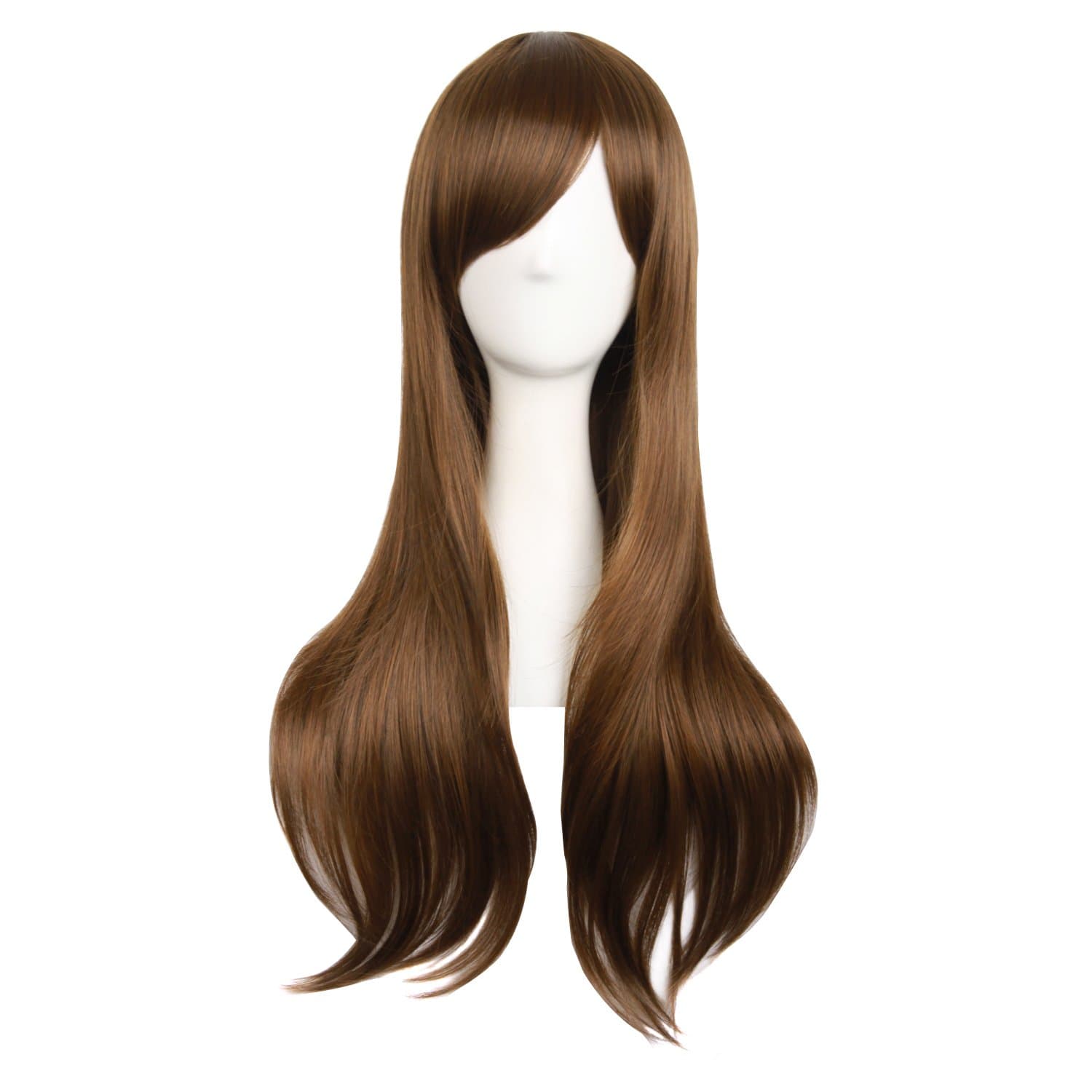 Brown: MapofBeauty 28"/70cm Women Side Bangs Long Curly Hair Ends Cosplay Wig(Brown)