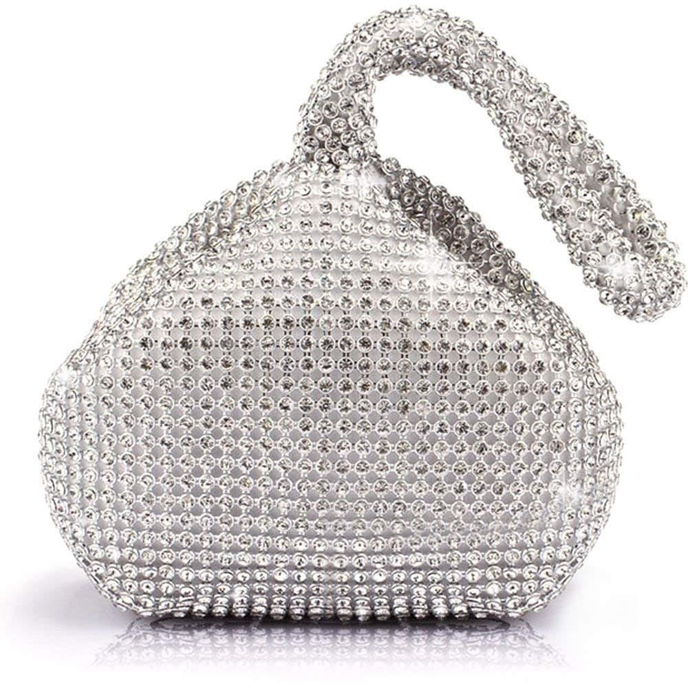 Jian Ya Na Fashion Women Rhinestone Trihedral Clutch Evening Bag Bling Zipper Wedding Purse (Silver) By Jianyana