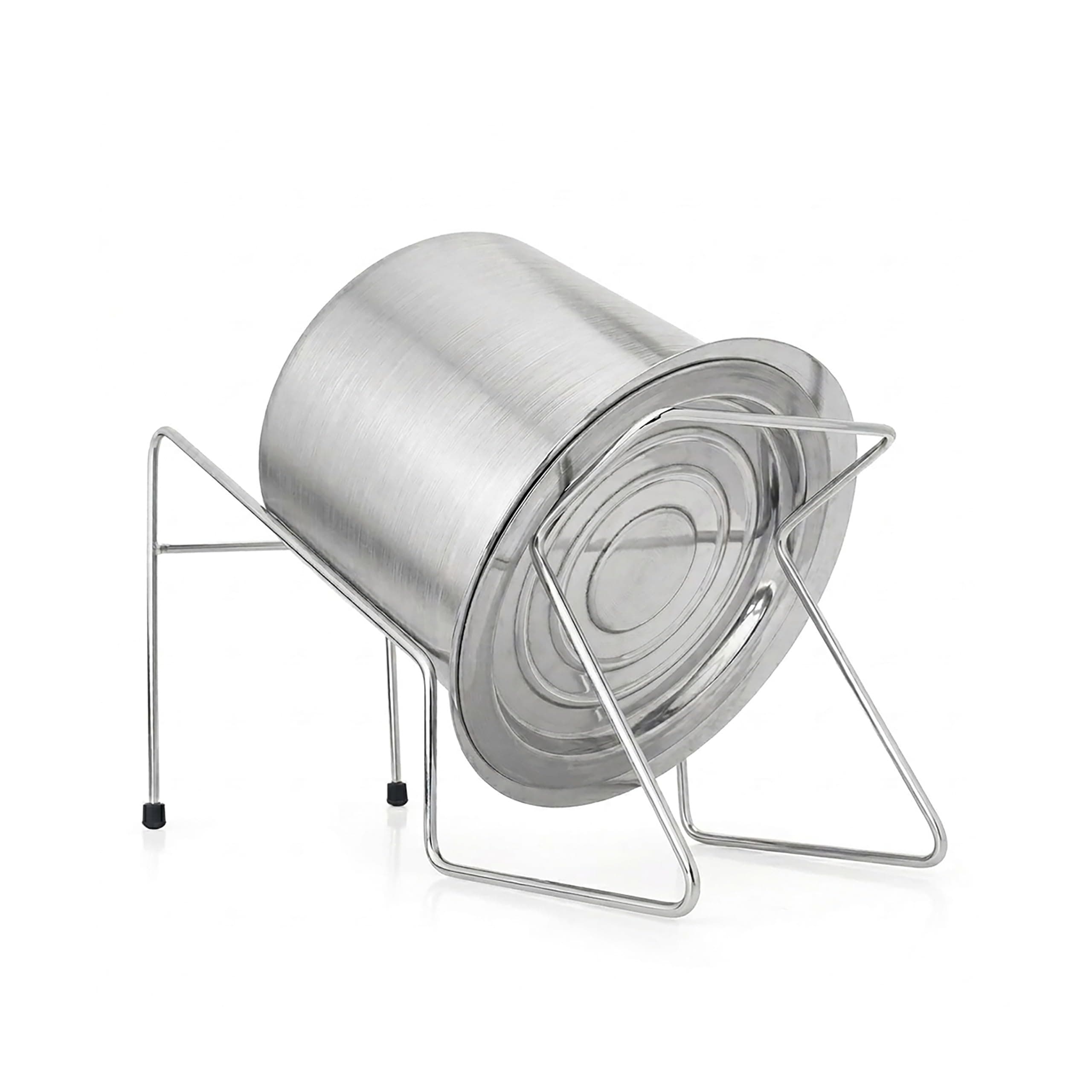 CANDY FLIP with a Device Stainless Steel Candyflip Handsfree Rice Pot Drain Stand (Kitchen Rice Pot Drainer Strainer Stand), 32 x 14 x 18 Centimeters, 32 Cm, Silver