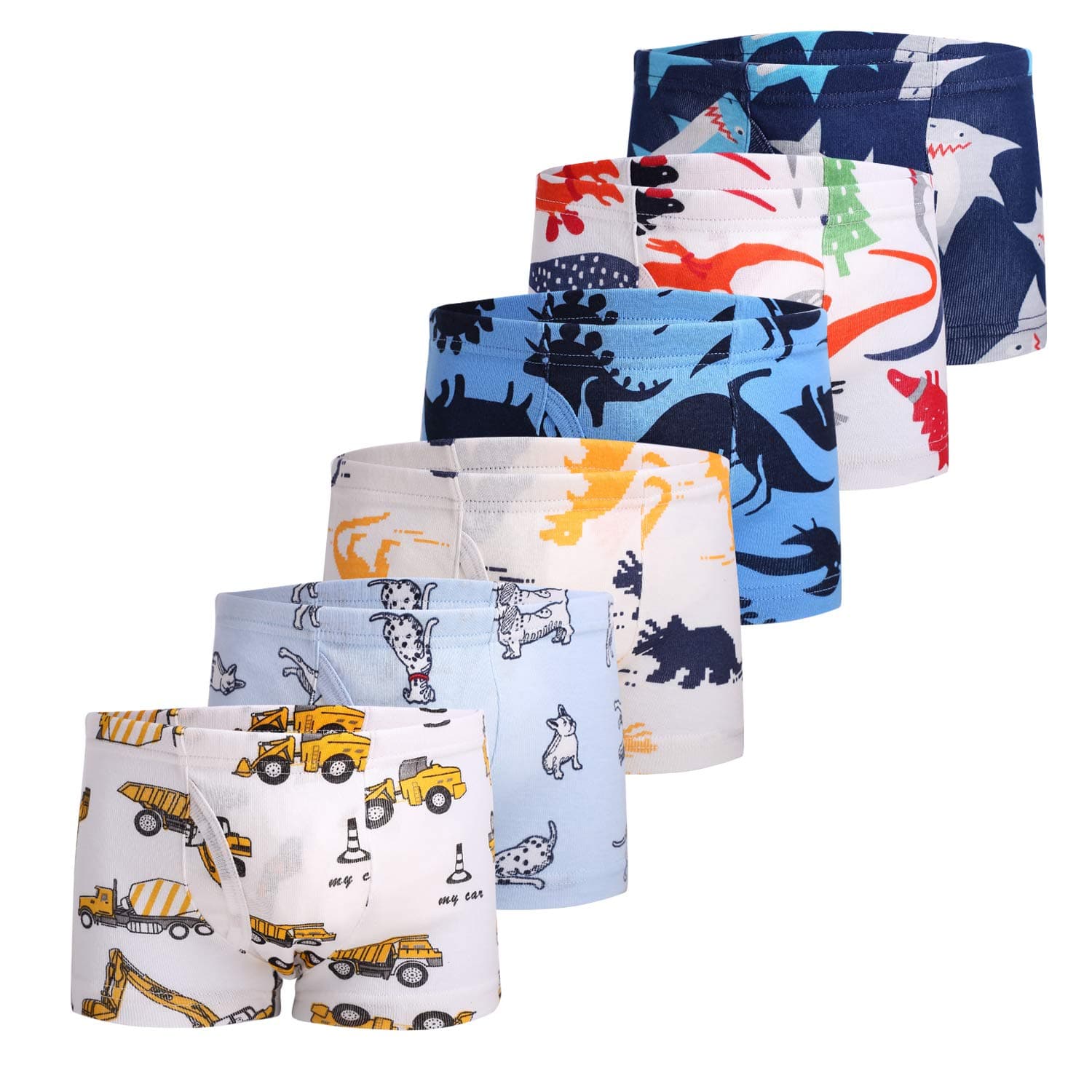 Taxzode Cotton Toddler Boys' 6 Pack Boxer Underwear For Kids H-6 Pcs-Assorted 7-8 Years