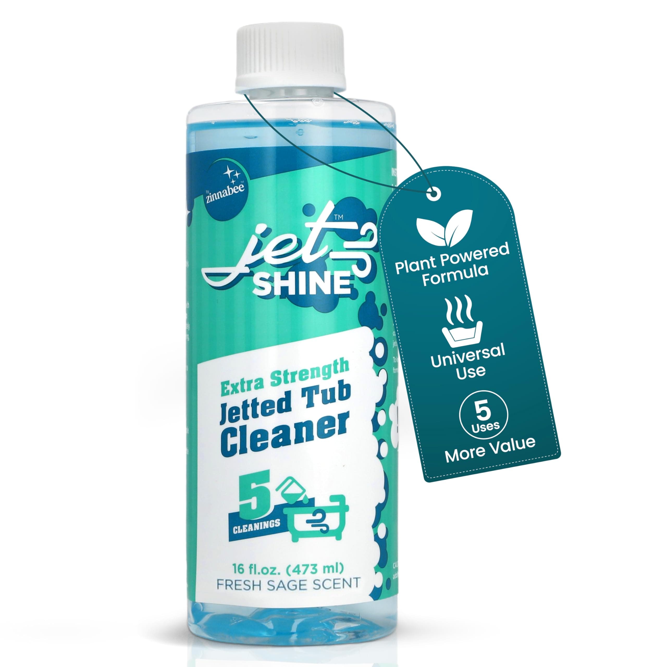 JetShine Jet Tub Cleaner for Your Jetted Tub, Bathtub, Whirlpool Tub, and Jacuzzi Tub - The Leading Jetted Tub Cleaner ââ‚¬â€œ Septic Safe, 5 Cleanings per Bottle, 16 Ounces