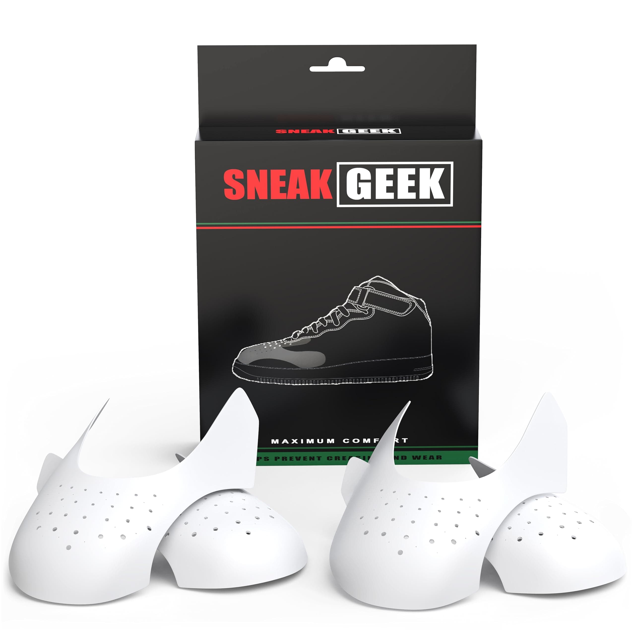 SNEAK GEEK 2 Pairs Sneaker Crease Protectors for Mens Shoes 8-12, 2 Pairs White and White, Men's US Size 8-12