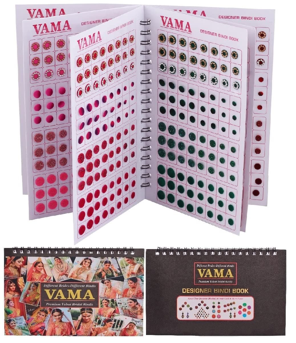 VAMA Fashions Multicolour Plain Glitter Sparkle Shaded Crystal Diamond Stone Bindi Booklet Reusable Self-Adhesive Sticker For Women (Designer Bindi Book),Skin,17 Cm,10 Cm