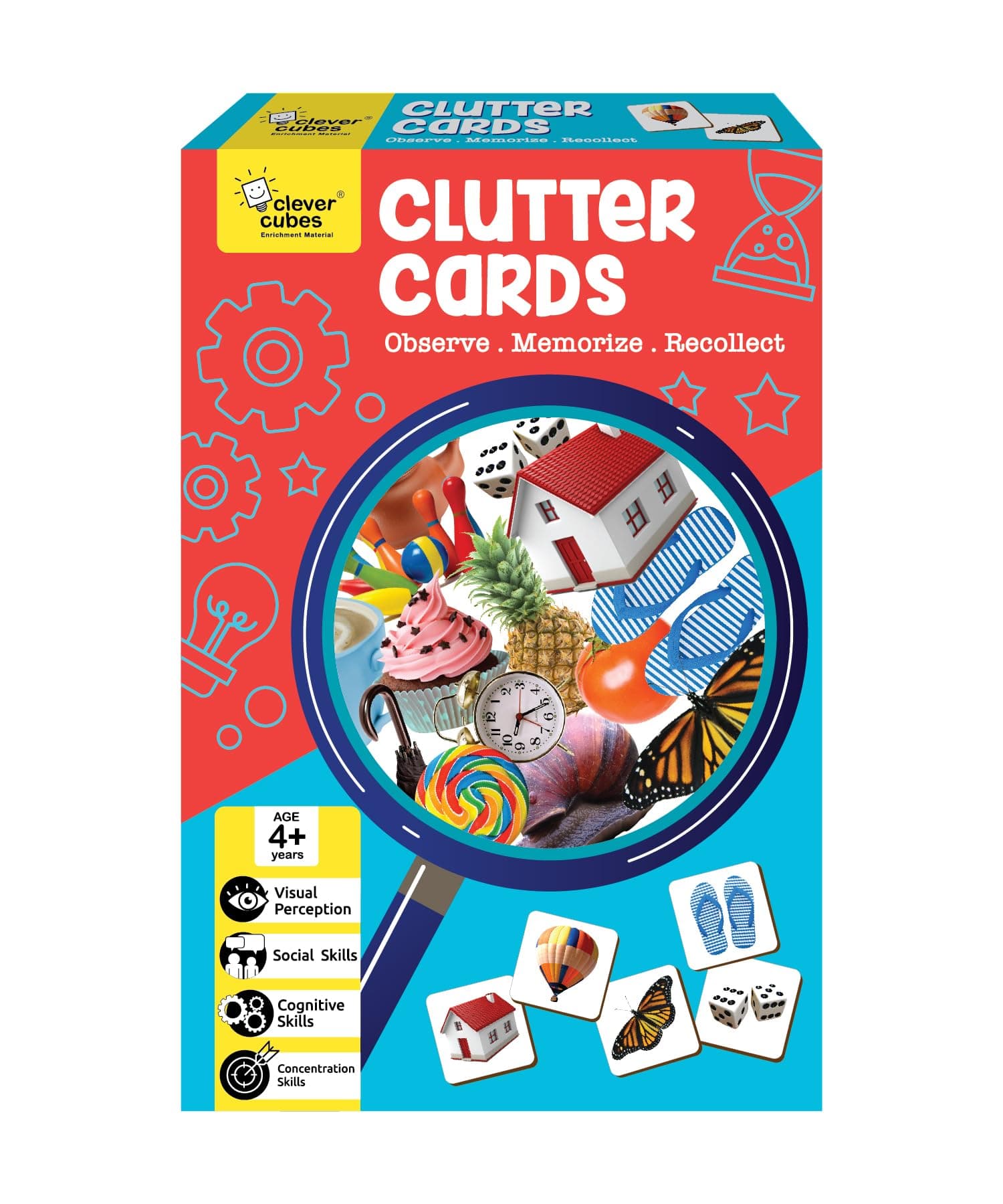 Clever Cubes Clutter Cards | Memory Game for Kids | Preschool Activity | Play & Learn | Educational Toy | Creative PUZZLE | 3 4 5 Years Girls Boys | Visualize Match | Brain Development | Birthday Gift