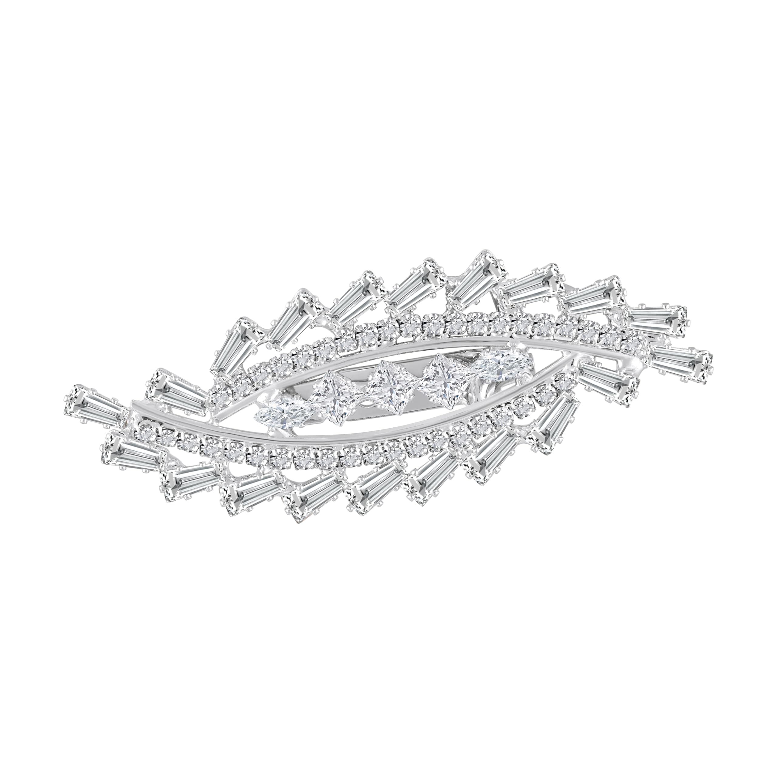Mahi Premium White Cubic Zirconia (CZ) Studded Saree Pin Brooch with Rhodium Plating for Women (BP1101207RWhi)