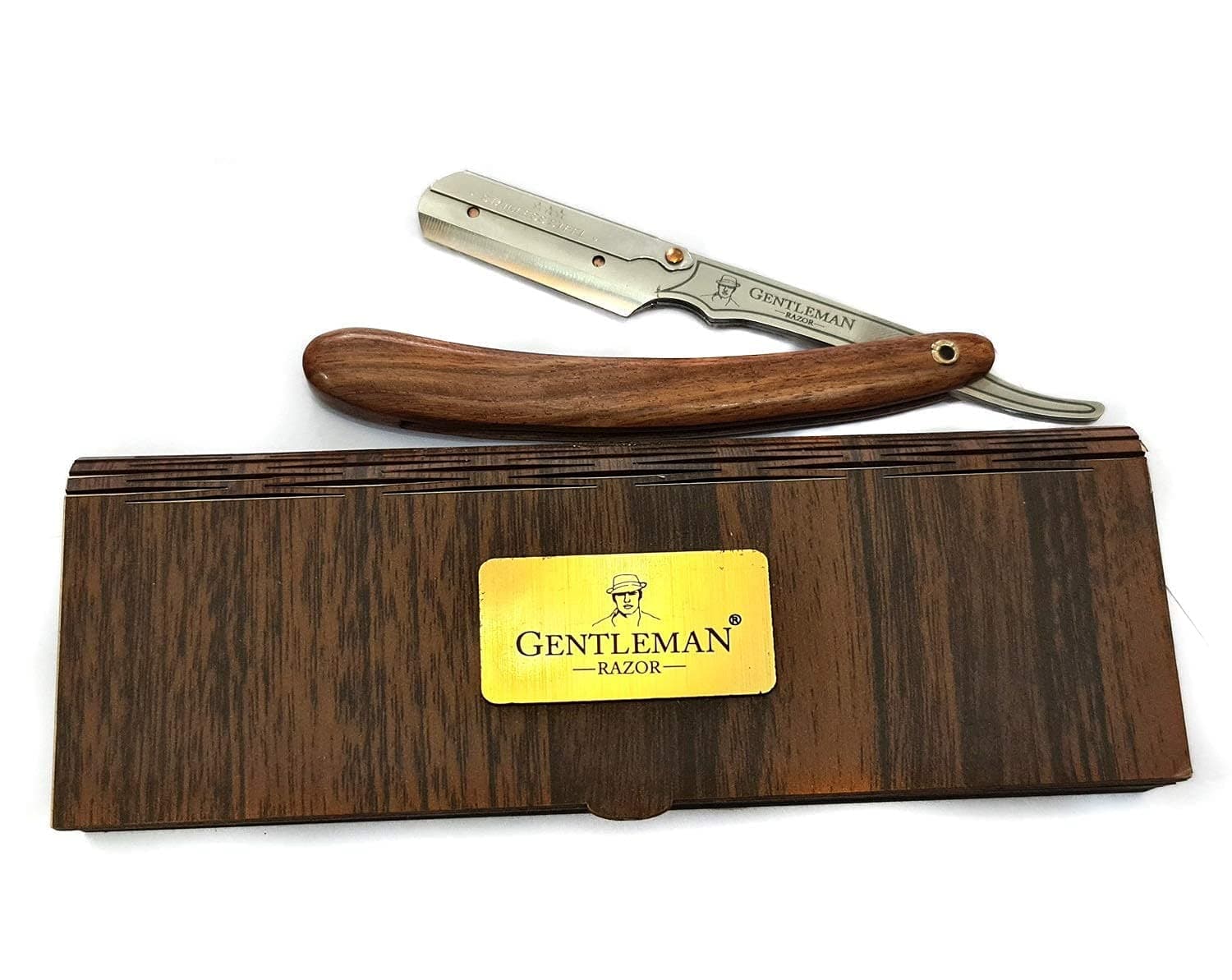 RT SHOP Gentleman Wooden Razor With box Stainless Steel, Barber Razor For Men