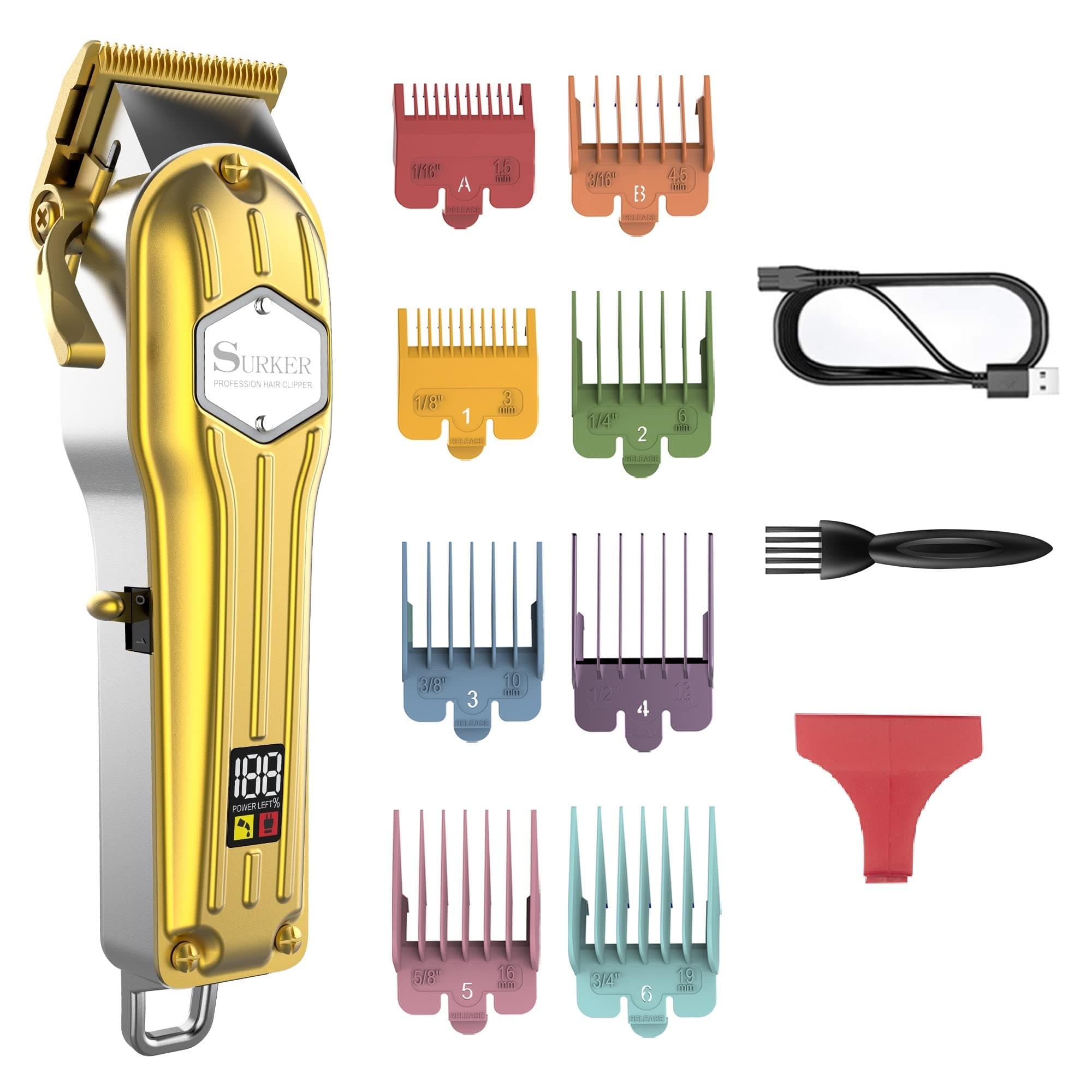 SURKER Hair Clippers for Men Trimmer for Men Hair Trimmer Beard Trimmer Barber Hair Cut Grooming Kit Machine Professional Rechargeable Cordless Quiet, Multicolour