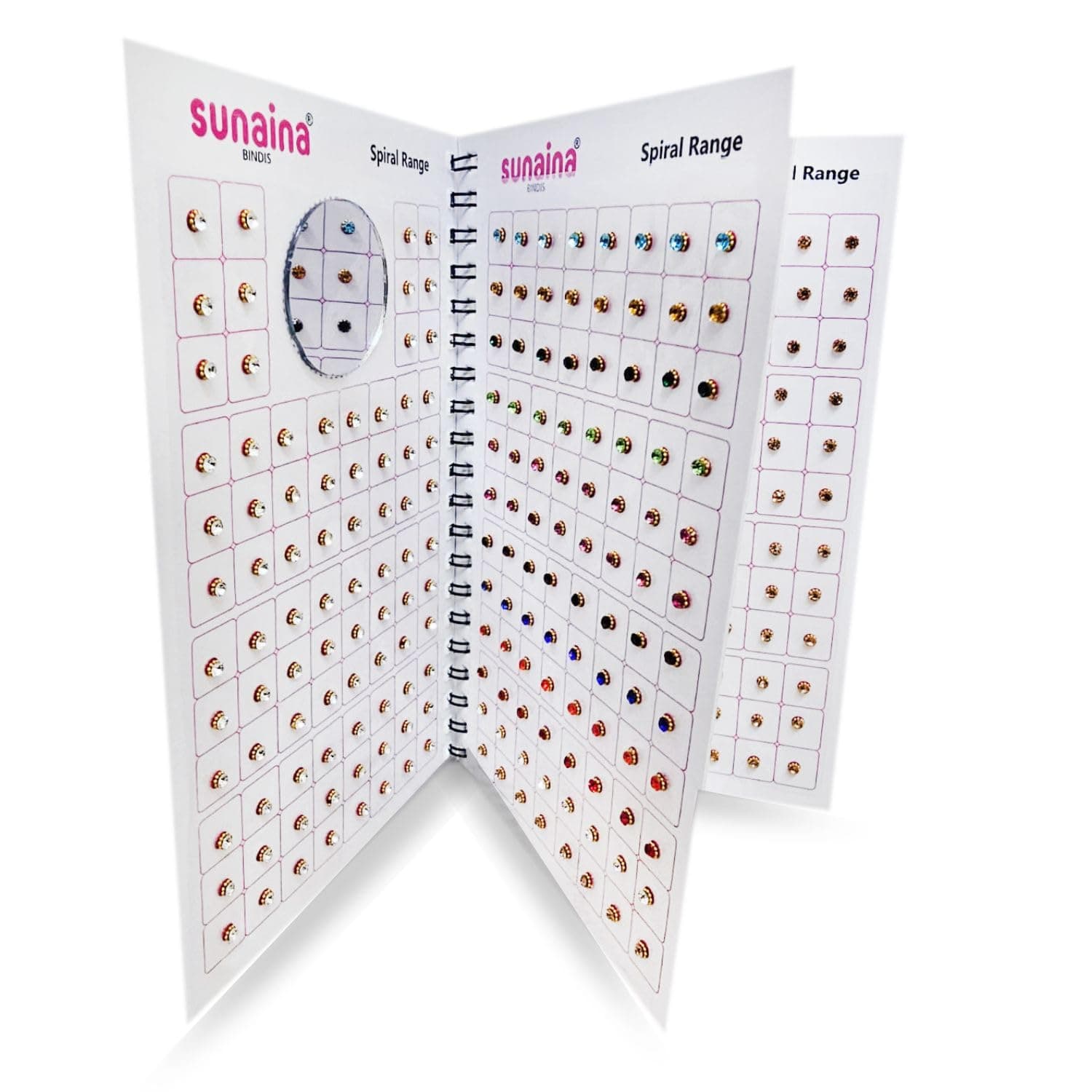 Sunaina New 4 Pages Multicolor Spiral Forehead Sticker Bindi with Shine Stone Silver, Multicolor or Golden for Women & Girls (Stone Bindi Book - 372)