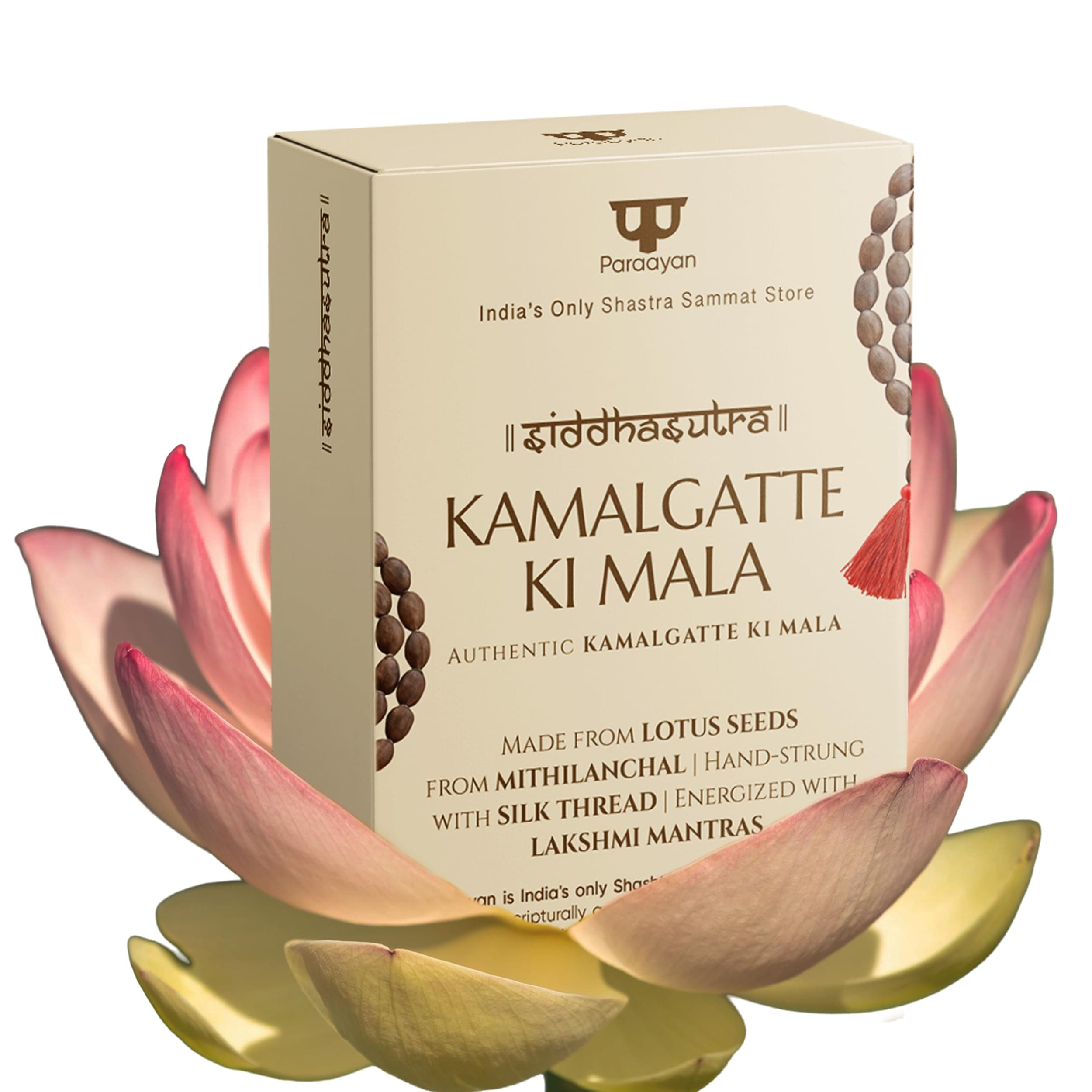 Paraayan Natural Kamalgatte Ki Mala|108 Lotus Beads | Pure Jaap Mala for Meditation & Pooja