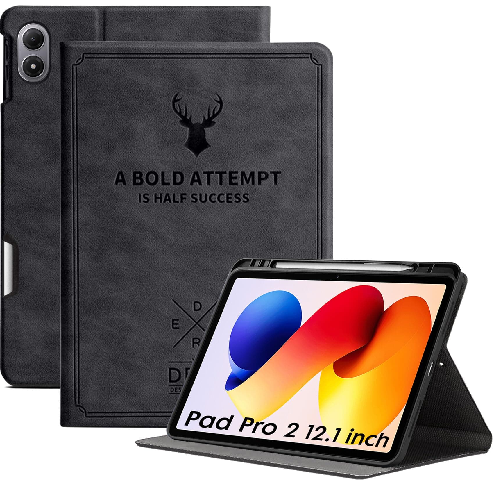 Robustrion Cover for Redmi Pad 2 Pro 12.1 inch Cover Case with Pencil Holder, Deer Flip Cover Case for Redmi Pad 2 Pro 5G Tablet Cover [Auto Sleep Wake Support] - Dark Green