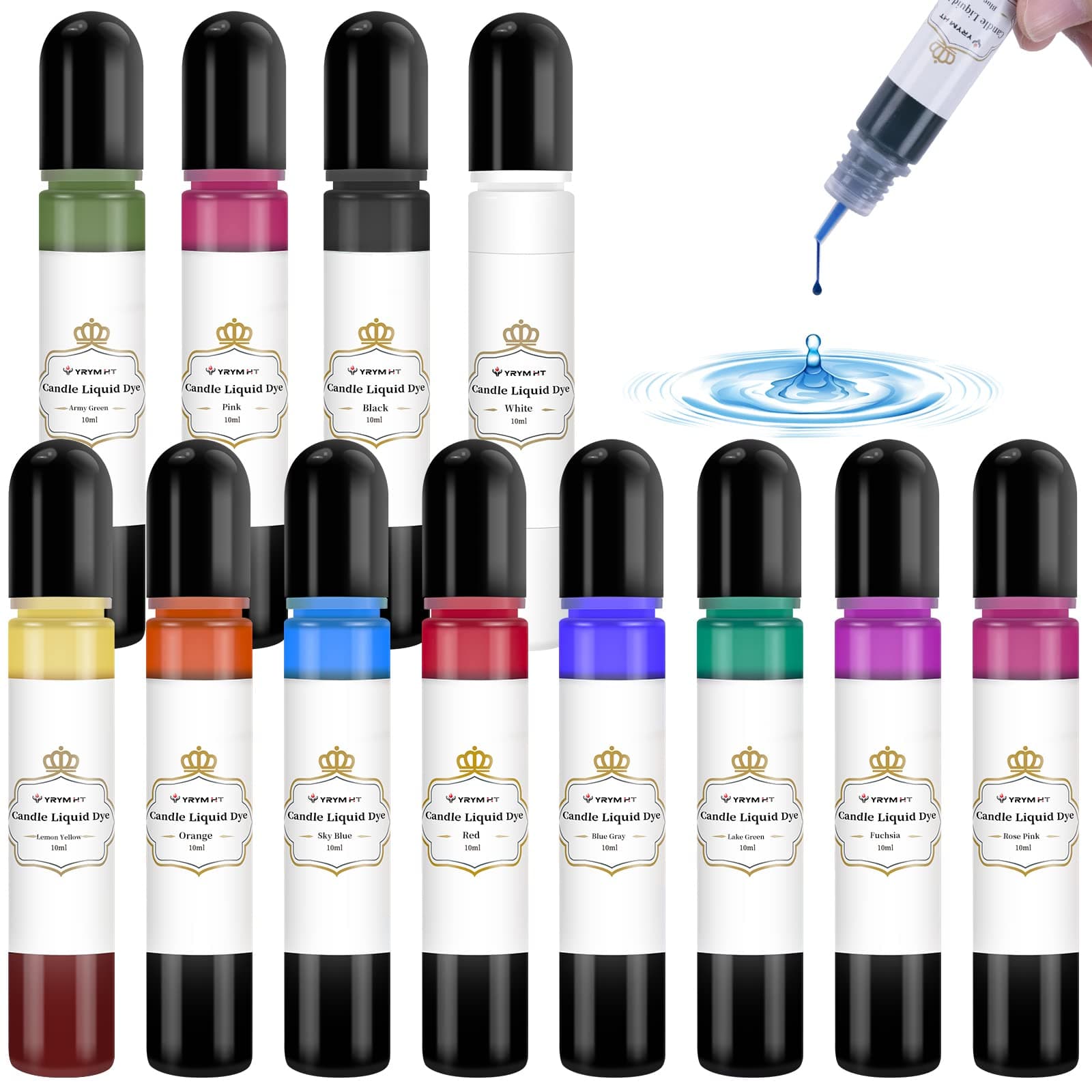 YRYM HT Candle Dye - 16 Popular Colors Candle Making Liquid Dye for Candle Making - Candle Color Dye for Candle Making, Safe and Natural