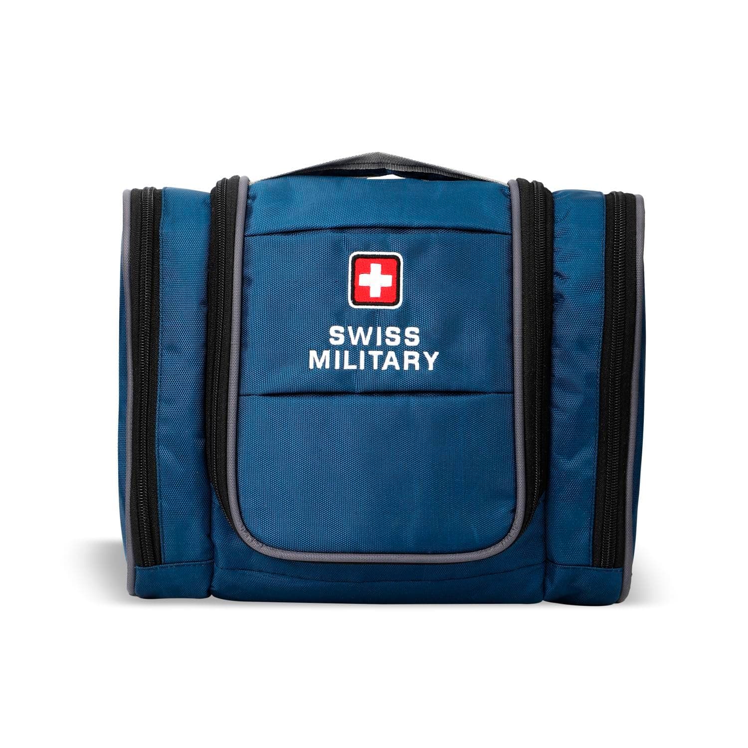 Swiss Military Unisex Nylon 5L Water-Resistant Toiletry Bag for Travel with Multiple Compartments, Quick Access Pocket, Durable Zippers, Organizer for Toiletries, Makeup and Essentials-Blue