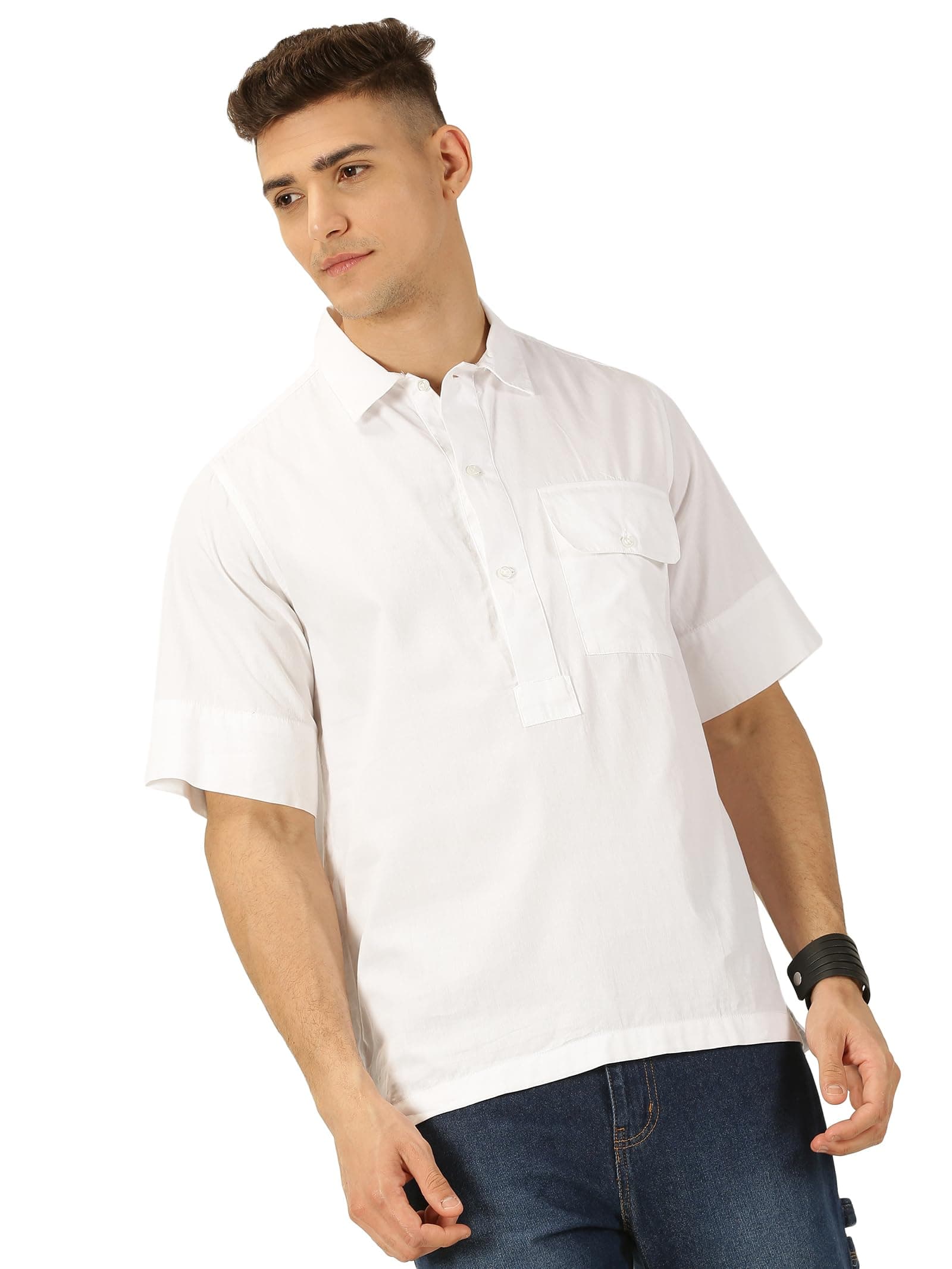 Thomas Scott 100% Cotton Spread Collar Half Sleeve Casual Tshirt For Mens